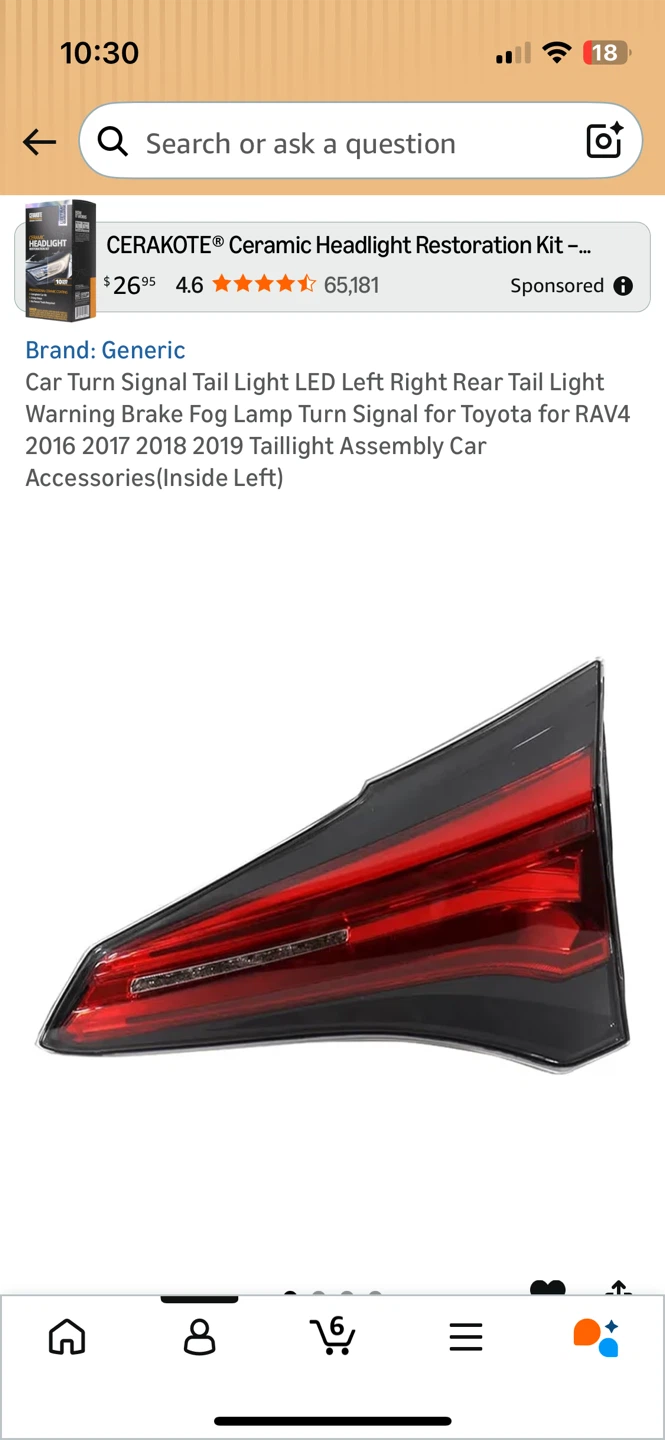 Car LED Tail Light for Toyota RAV4 2016-2019 (Inside Left)
