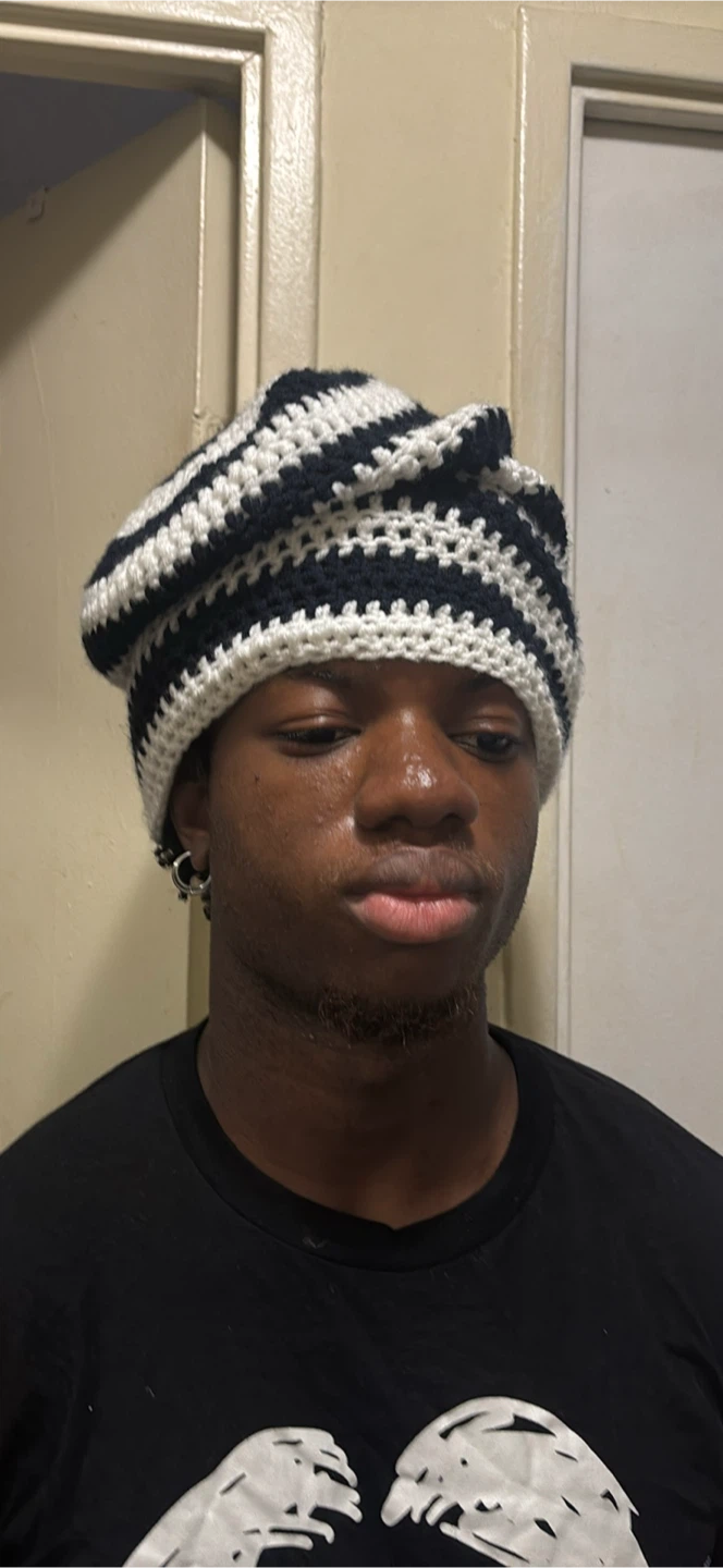 Crocheted Striped Beanie Hat