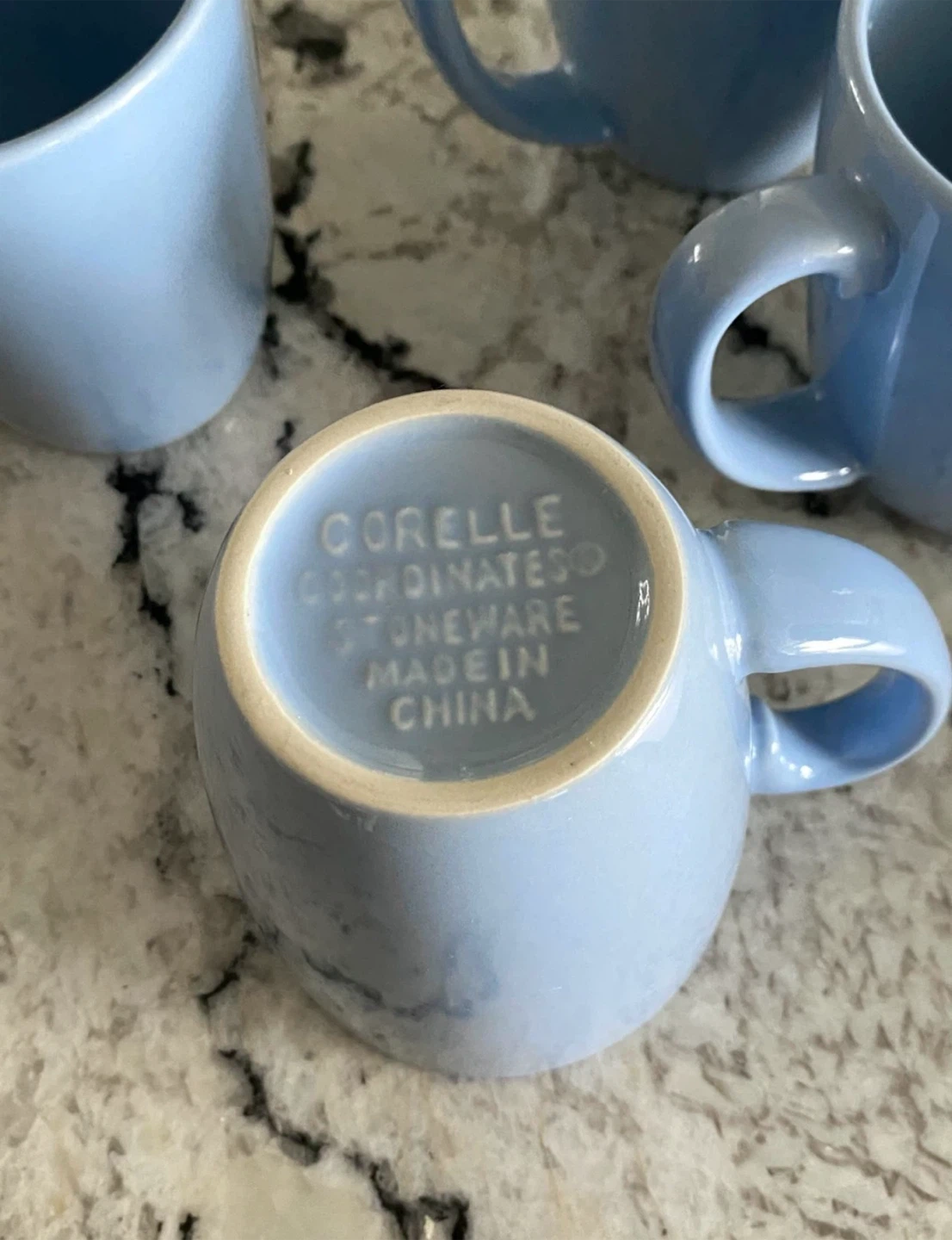 SET OF 4 Vintage Baby Blue Corelle Stoneware Coffee Cup Mug - photo 3