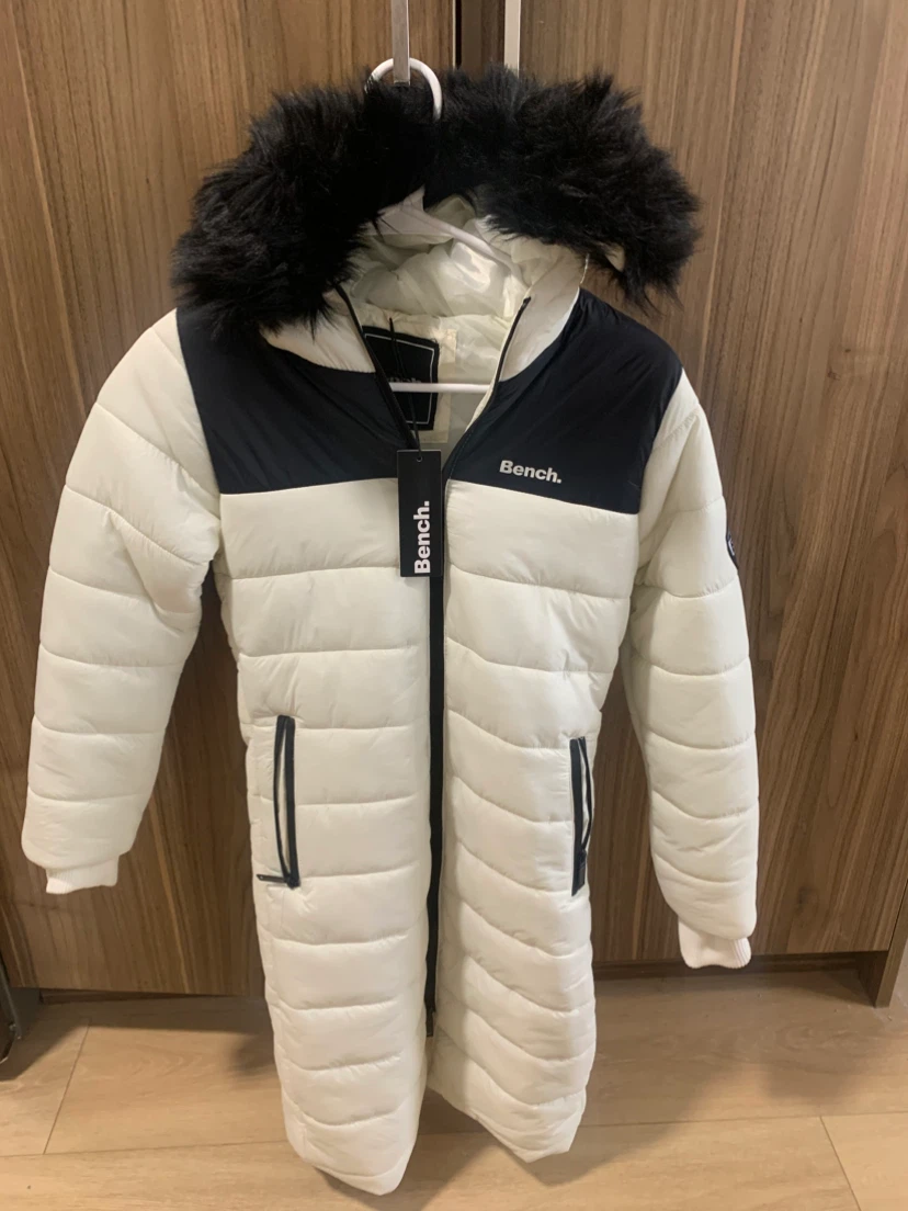 Bench Puffer Coat with Fur Hood - White - photo 3