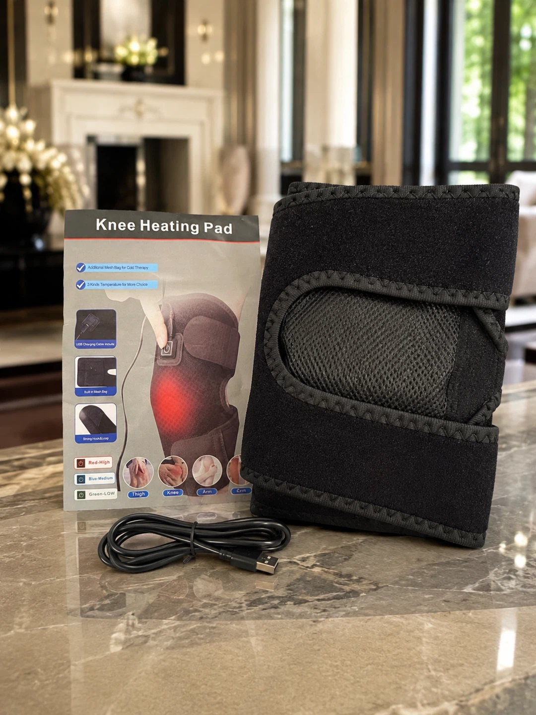 NEW USB Knee Heating Pad – 3 Heat Levels + Hot/Cold Therapy Wrap