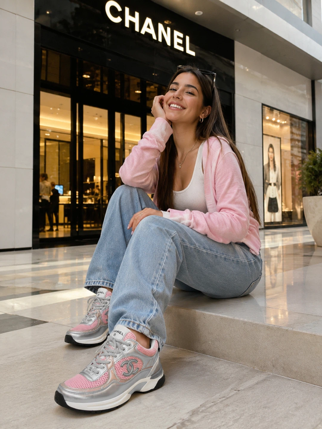 Chanel Pink & Silver Sneakers - Size 39