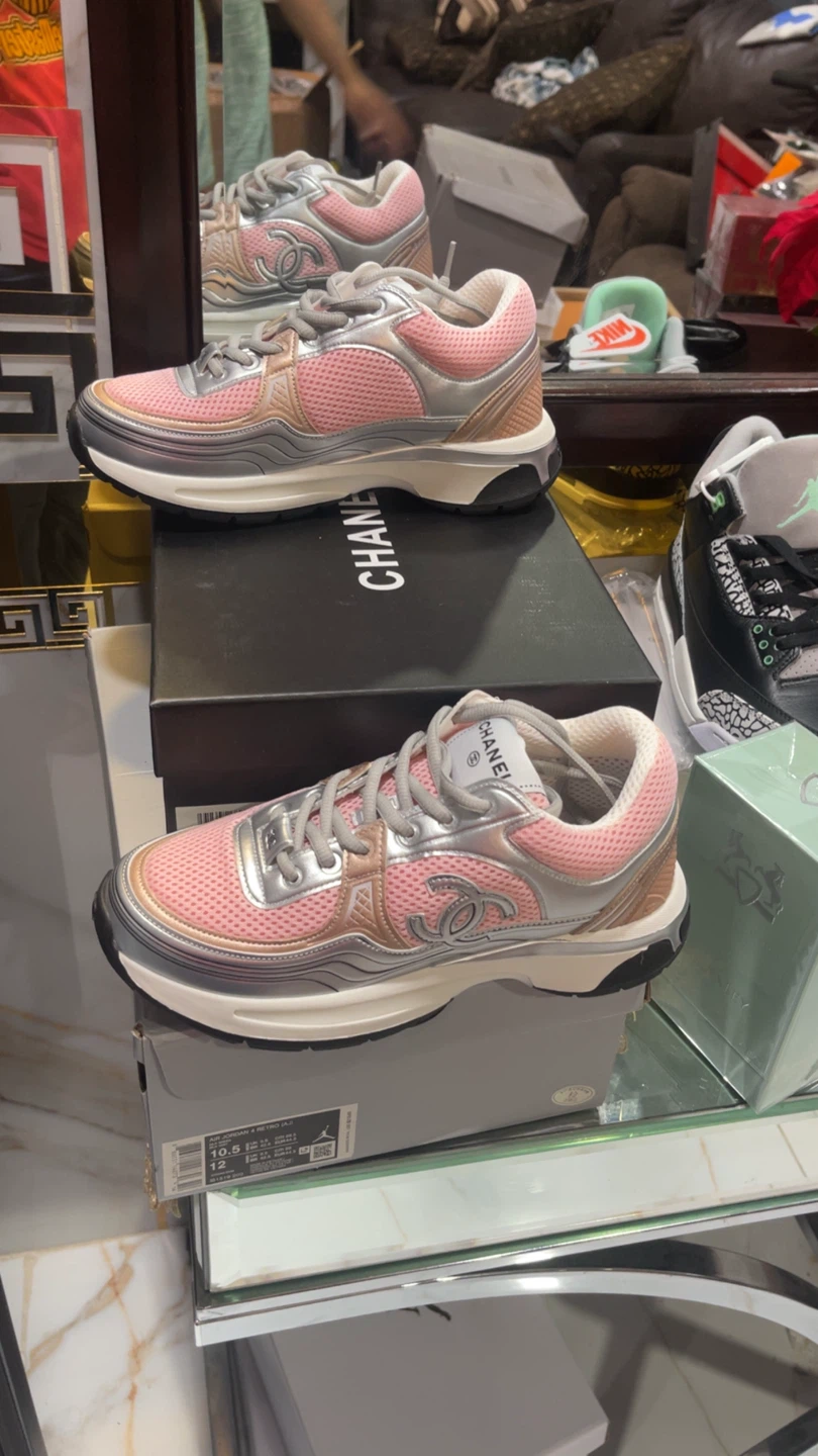 Chanel Pink & Silver Sneakers - Size 39 - photo 4