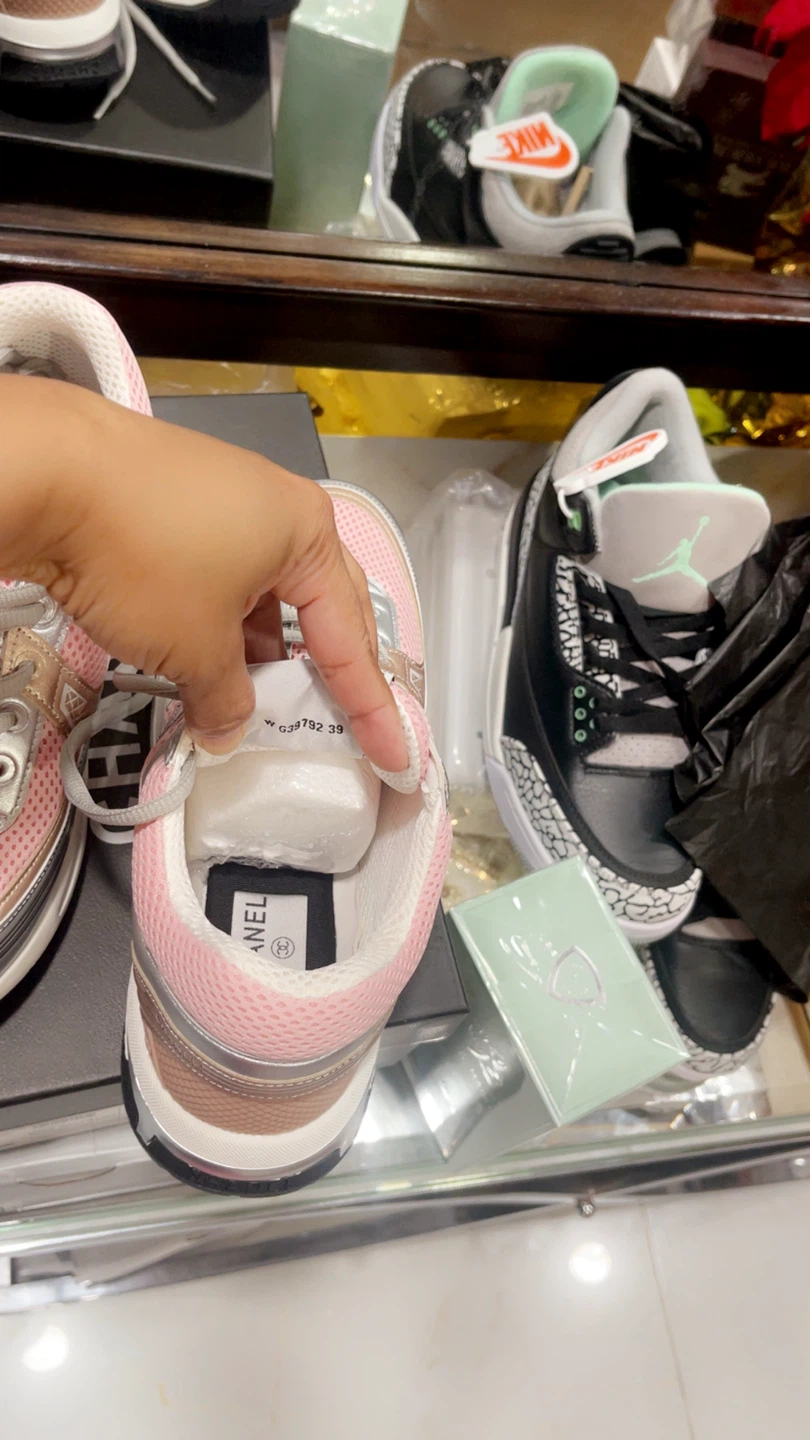 Chanel Pink & Silver Sneakers - Size 39 - photo 5