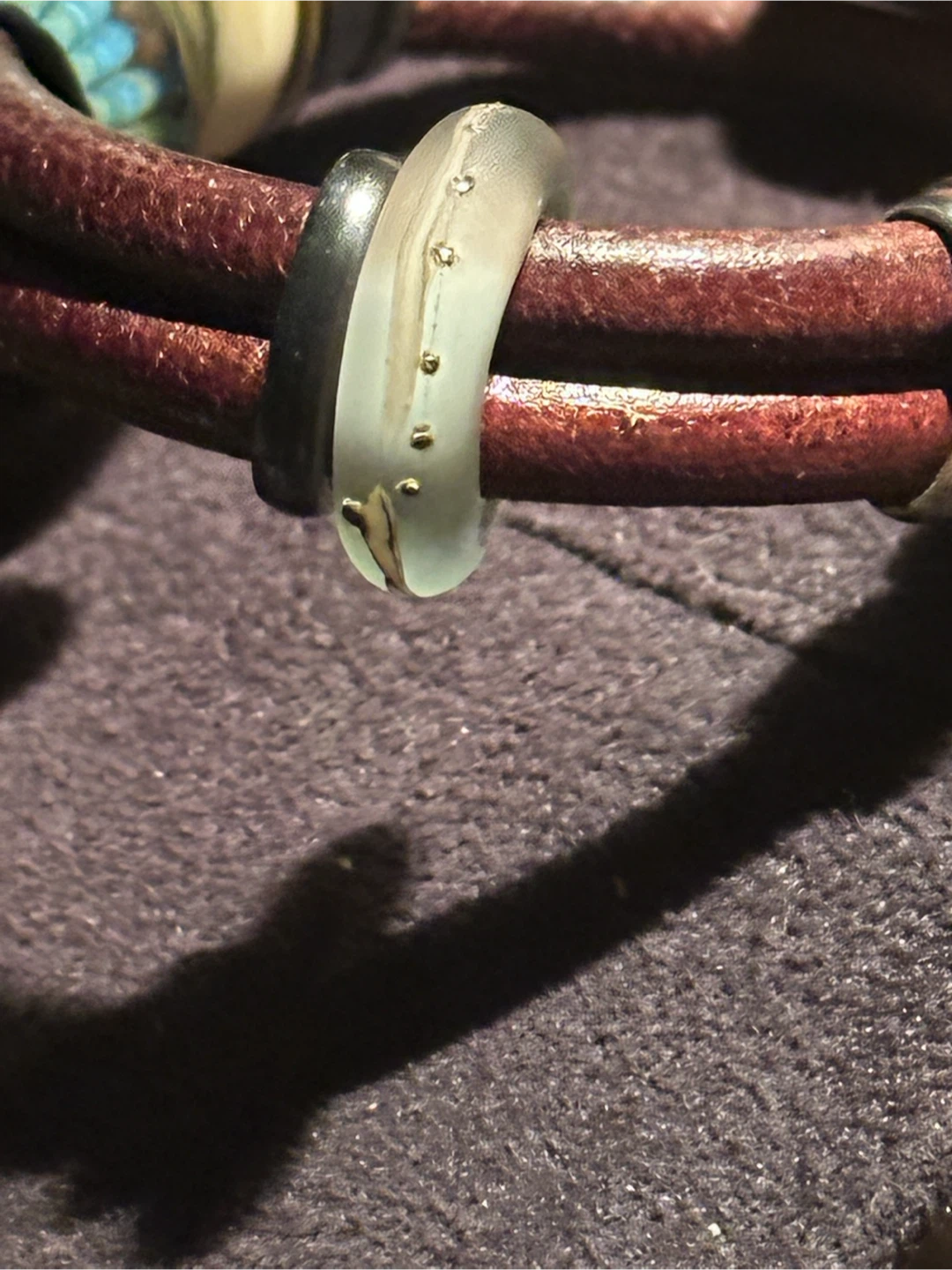 hand crafted artisan double leather strap troll bead bracelet - photo 5