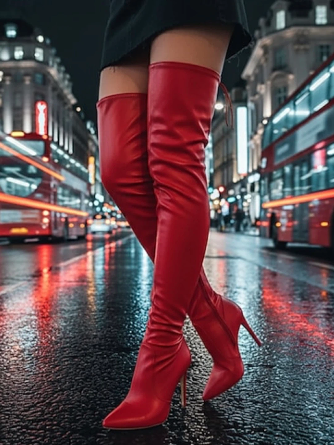 Red thigh high stiletto boots size 5 - photo 2
