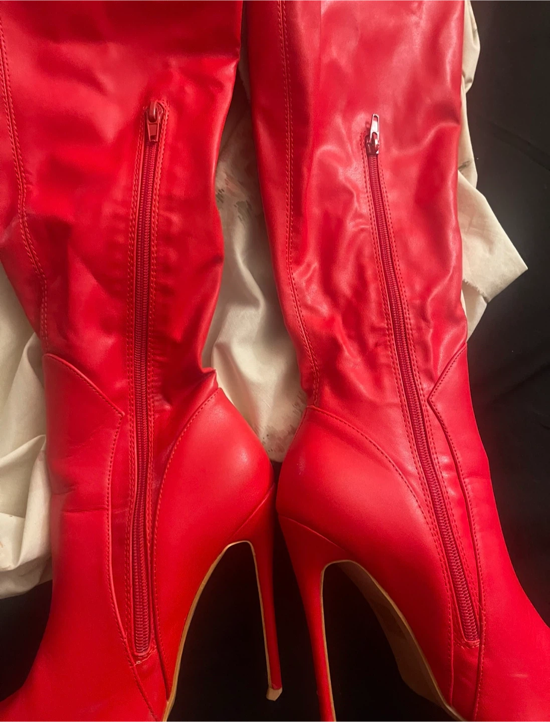 Red thigh high stiletto boots size 5 - photo 4