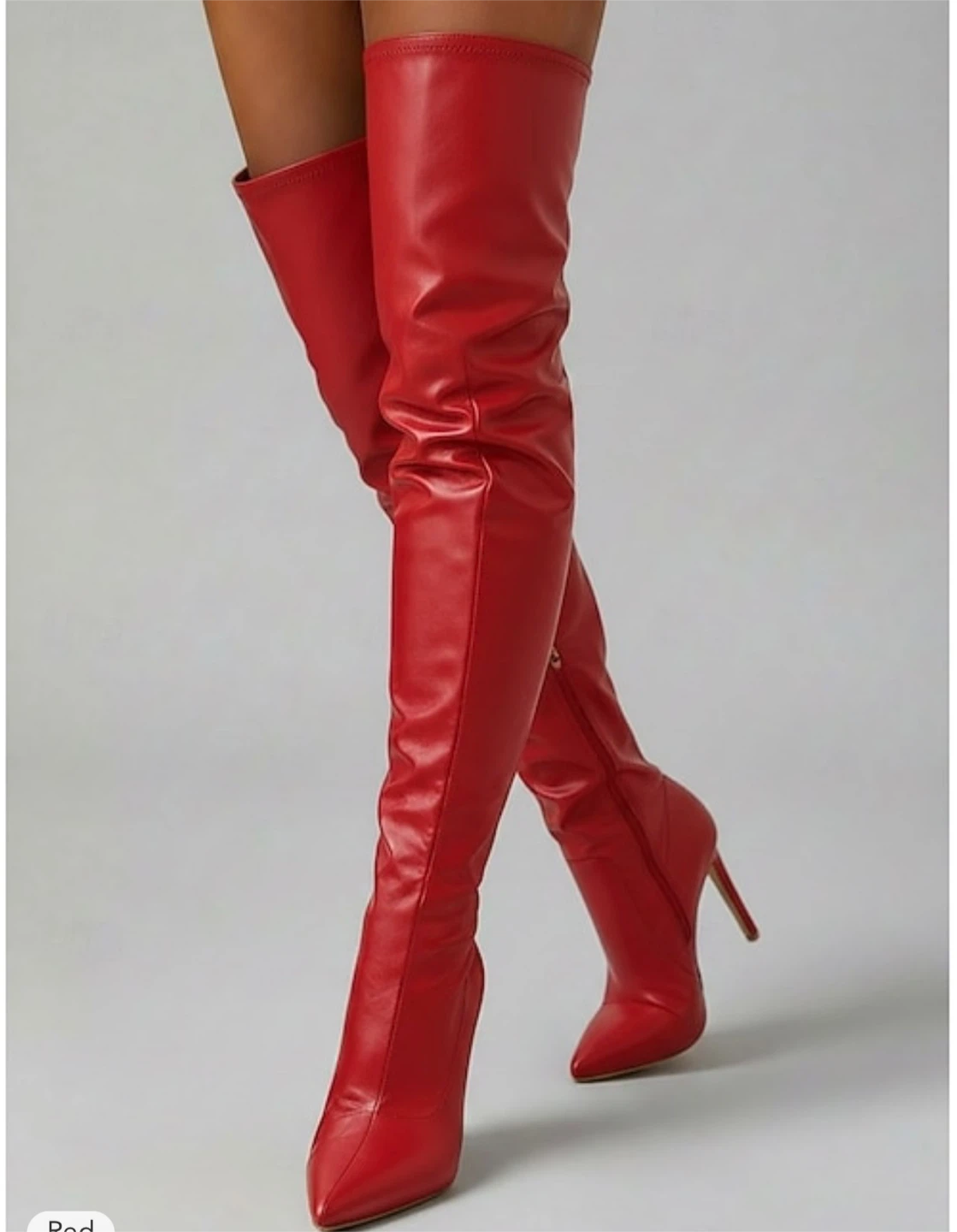 Red thigh high stiletto boots size 5