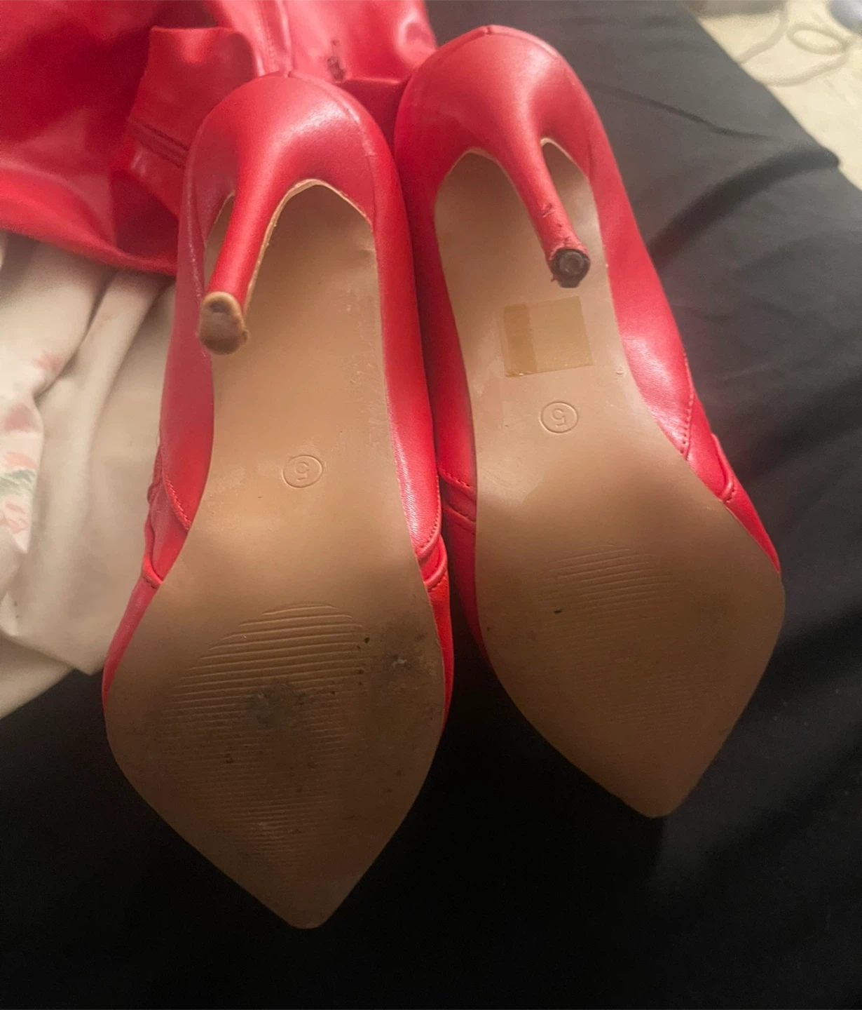 Red thigh high stiletto boots size 5 - photo 3