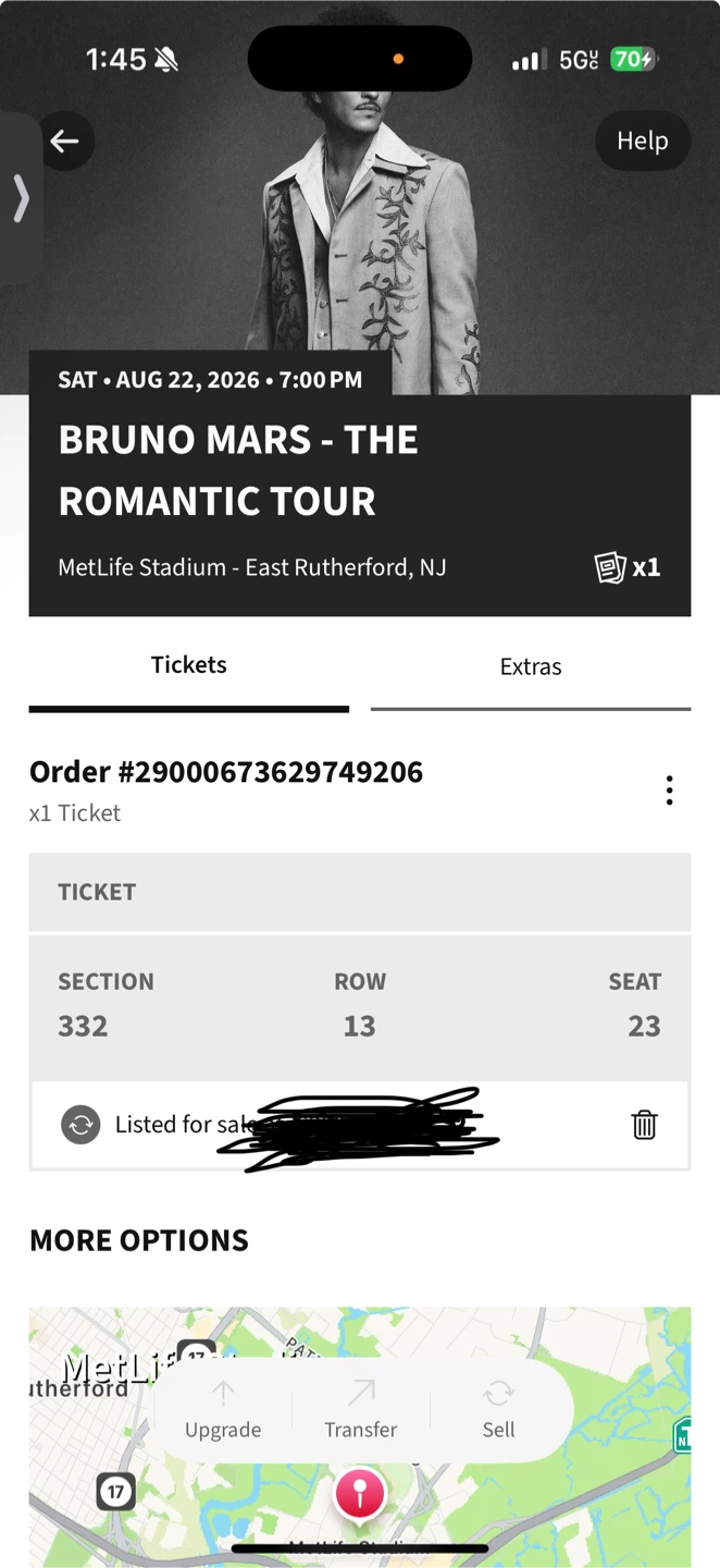 Bruno Mars The Romantic Tour Ticket at MetLife Stadium