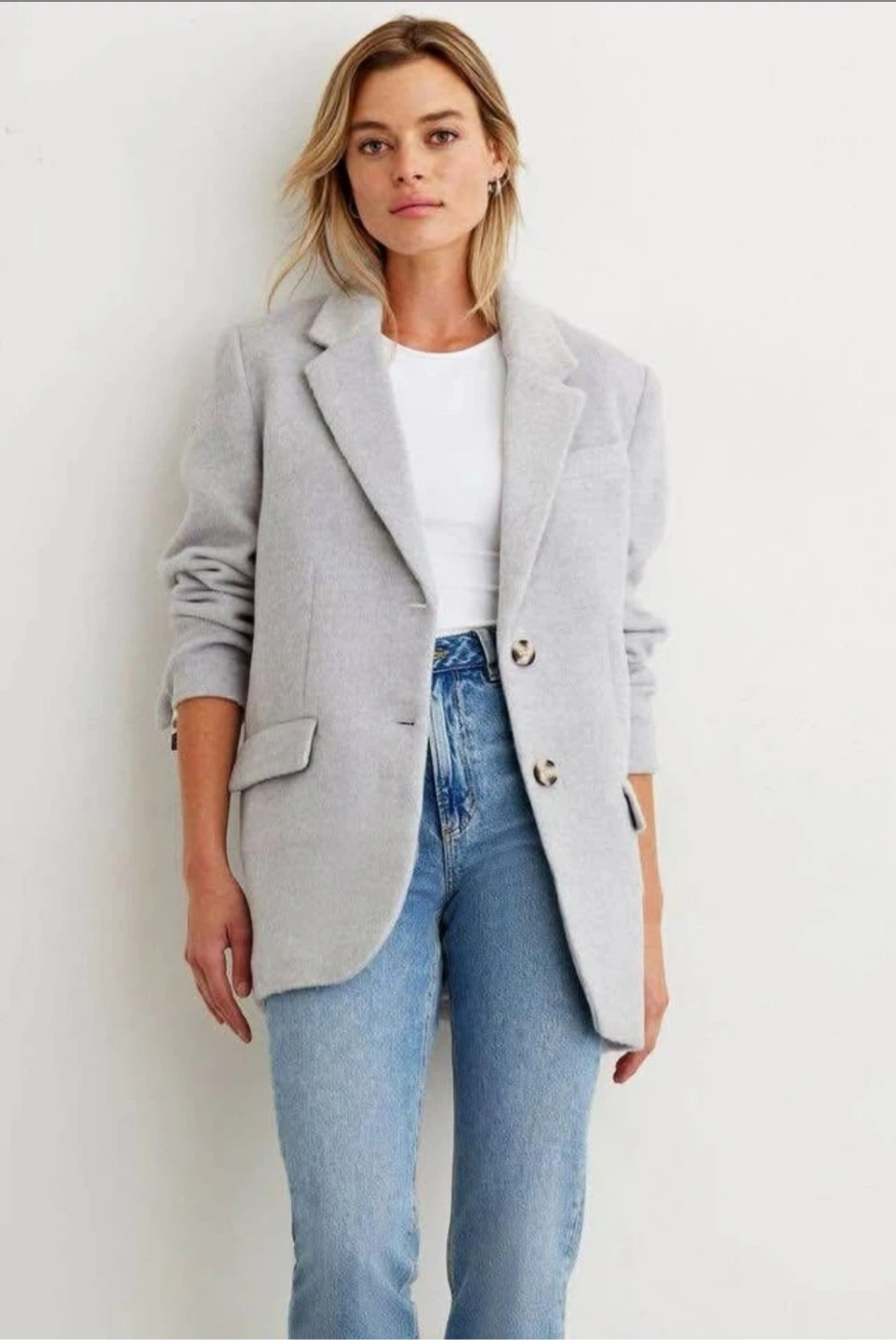 New! Wool Blazer Coat Grey Mix Women’s paid $134 - photo 5