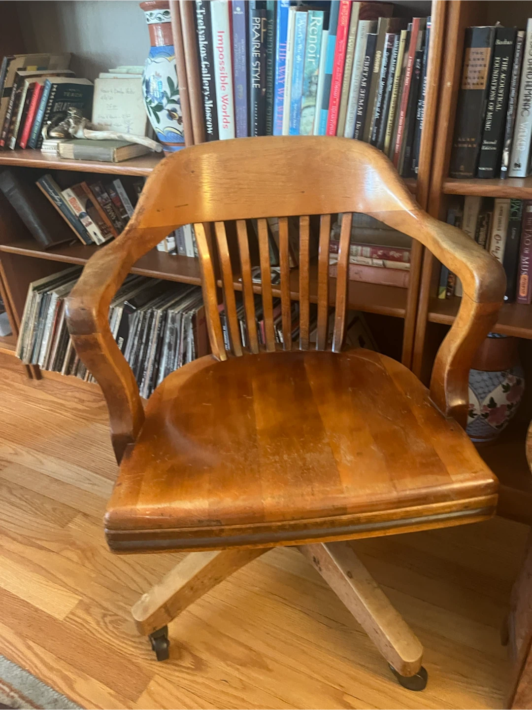 Vintage solid wood office chairs x2