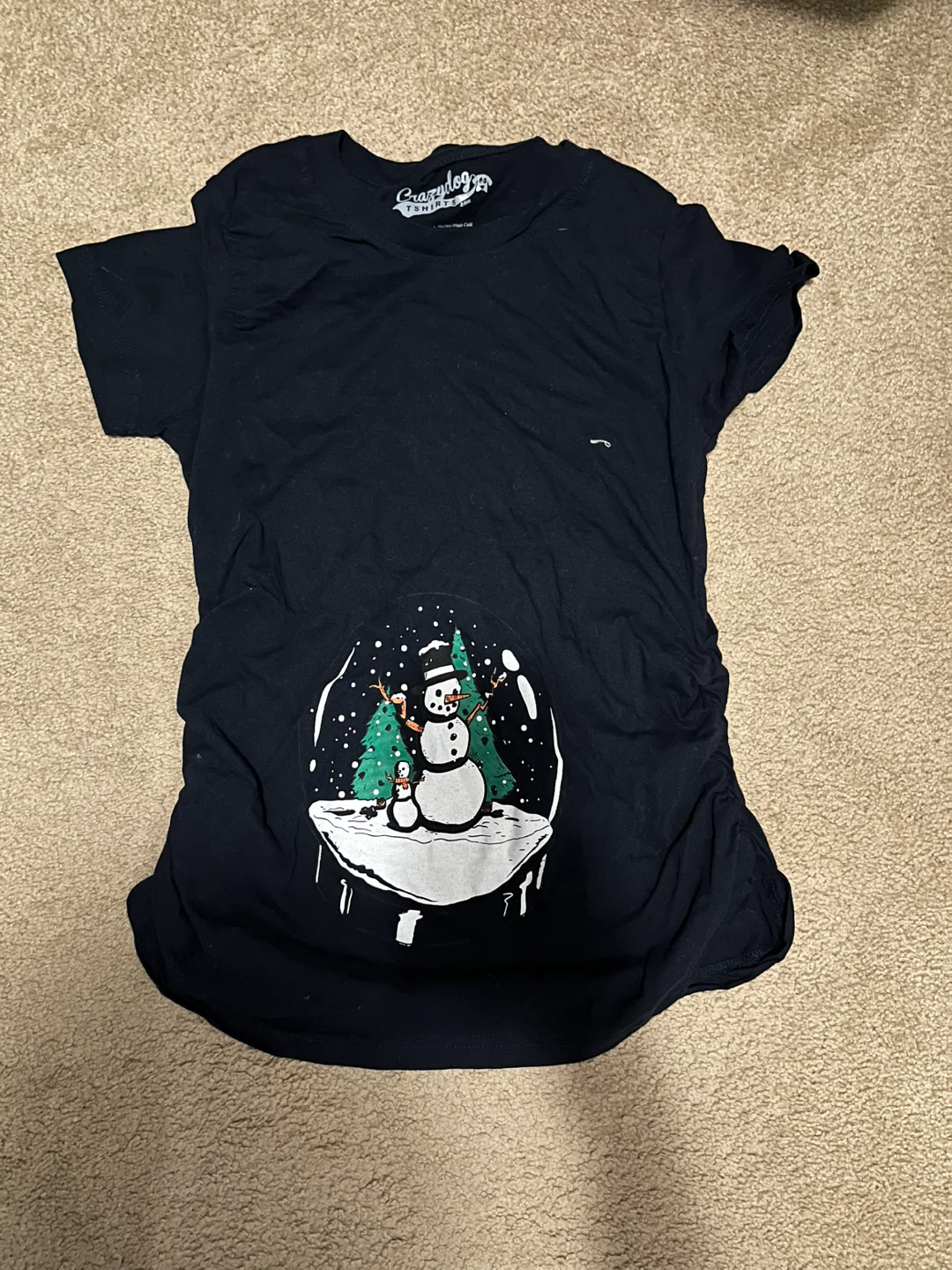 Crazy Dog T-Shirt - Snowman Snow Globe Christmas Maternity