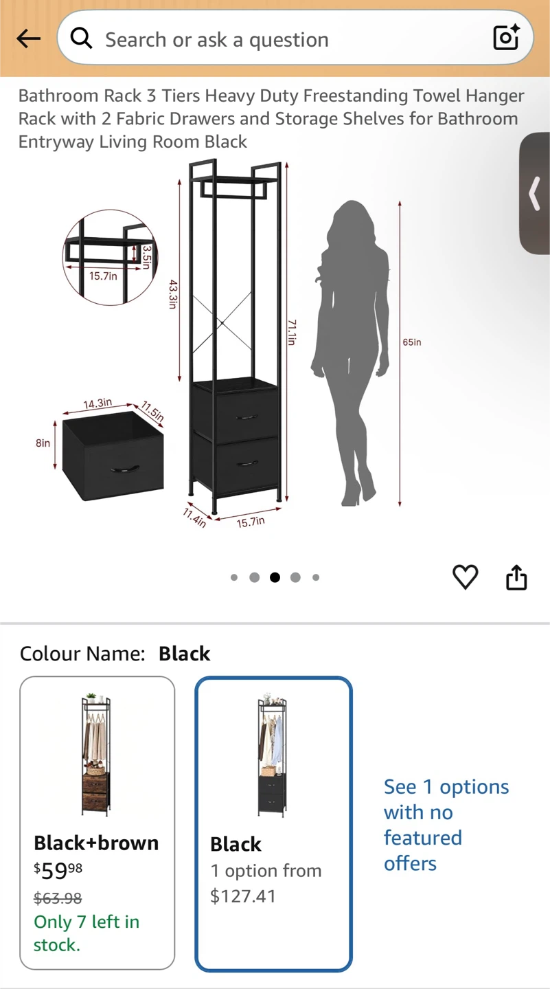 3 Tier Heavy Duty Bathroom Storage Rack Black