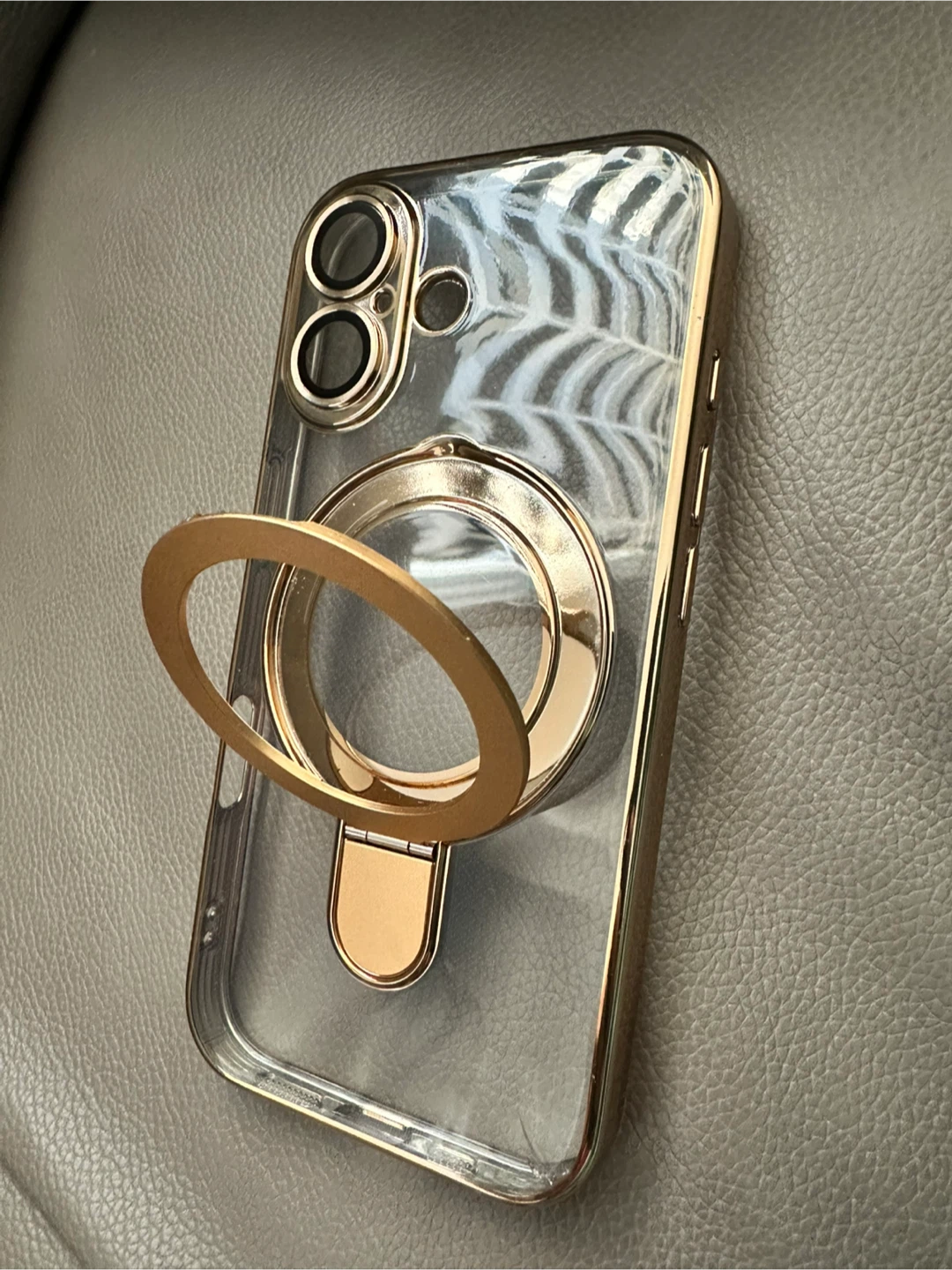 iPhone 17 Clear Case with Gold Ring Stand and Bumper - photo 2
