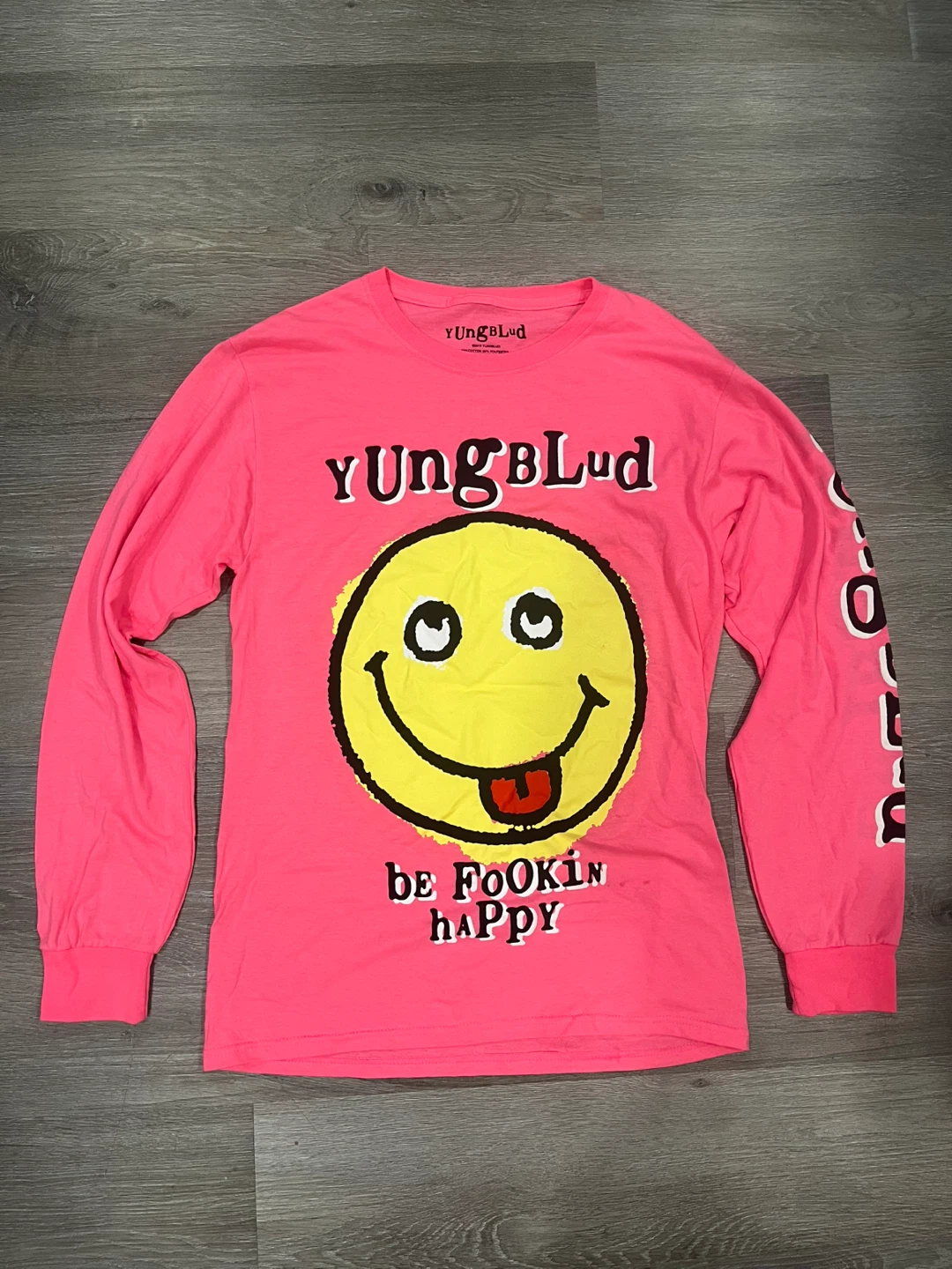 Yungblud "Be Fookin Happy" Long Sleeve Pink T-Shirt