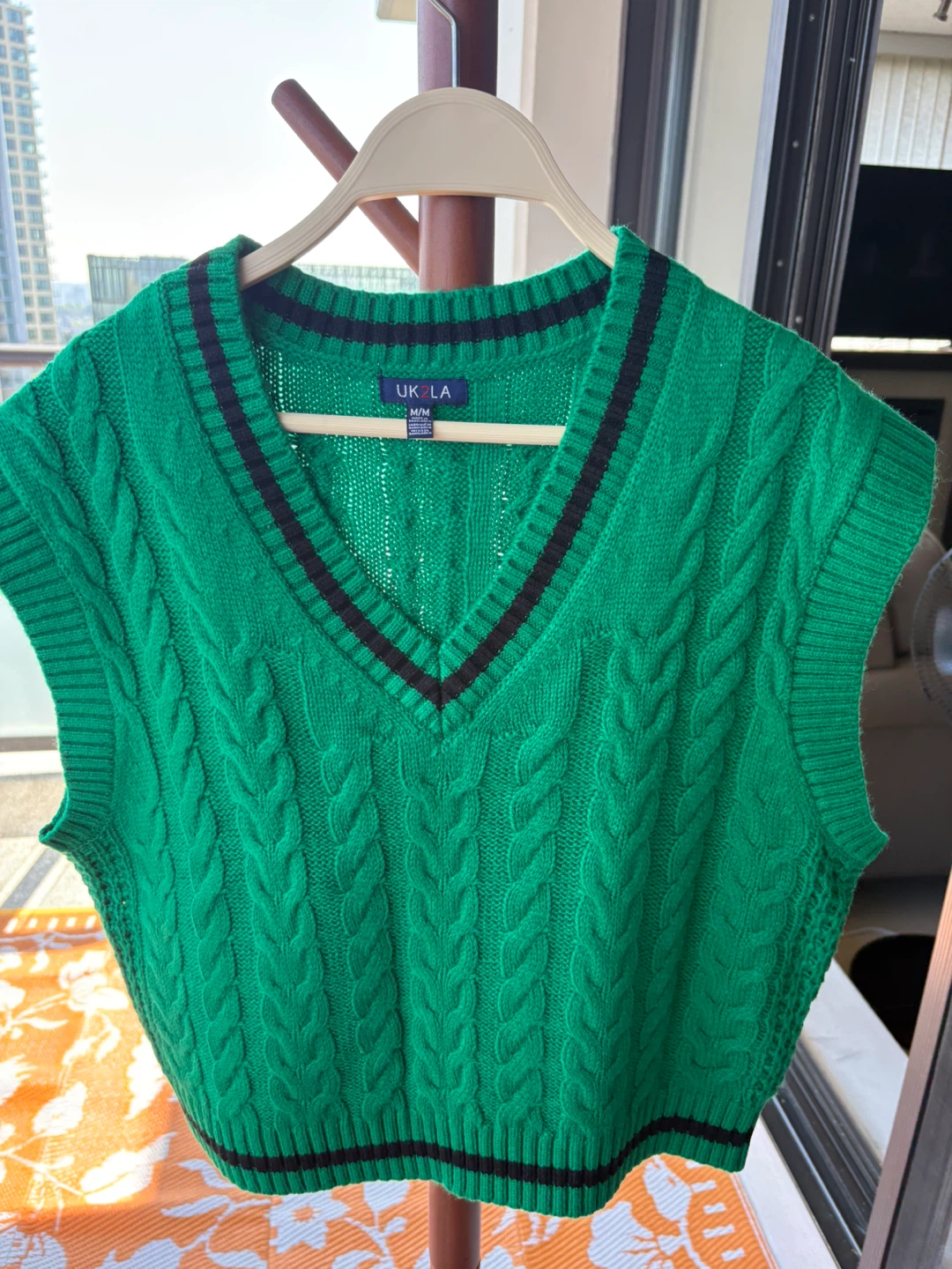 UO Liv Cable Knit Sweater Vest Green M/M - photo 2