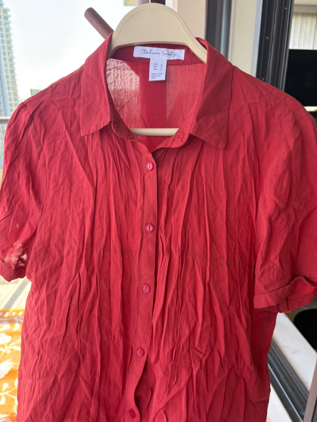 Streetwear Society Red Button-Up Shirt