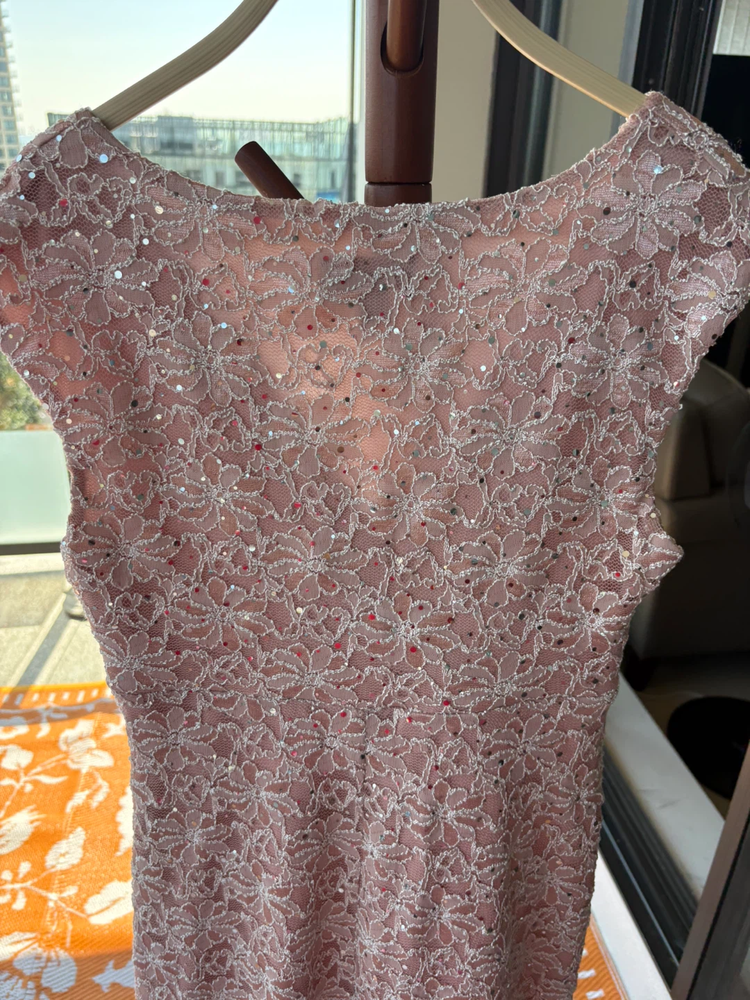 Connected Apparel Pink Lace Sequin Dress Size 6 - photo 4