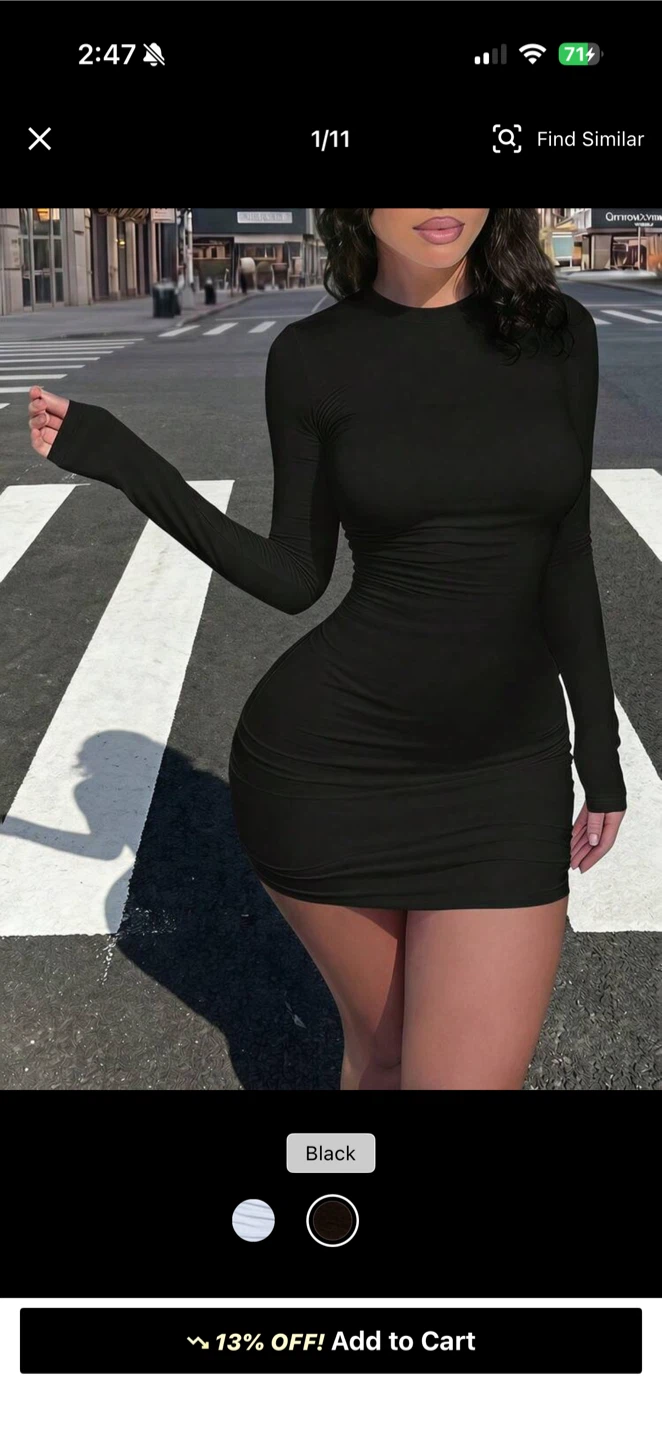 Black Long Sleeve Ruched Mini Dress