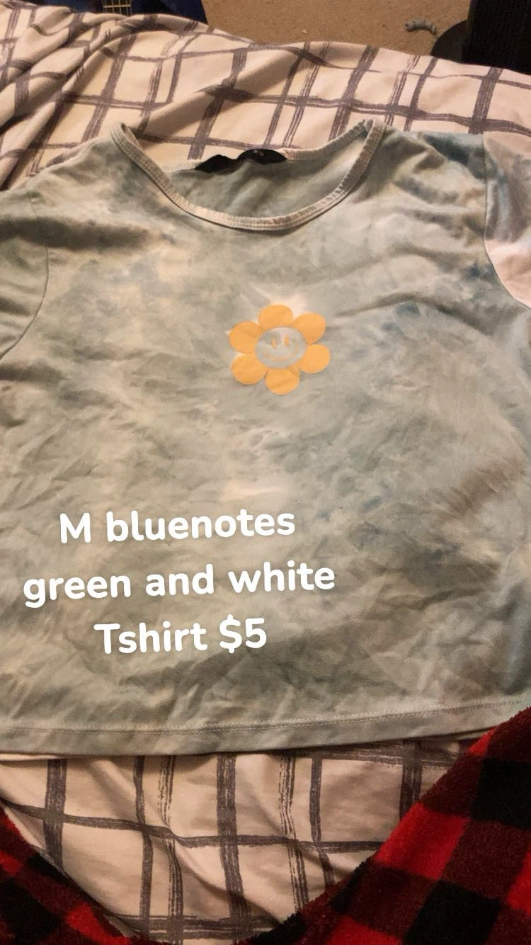 M Bluenotes Green and White T-Shirt