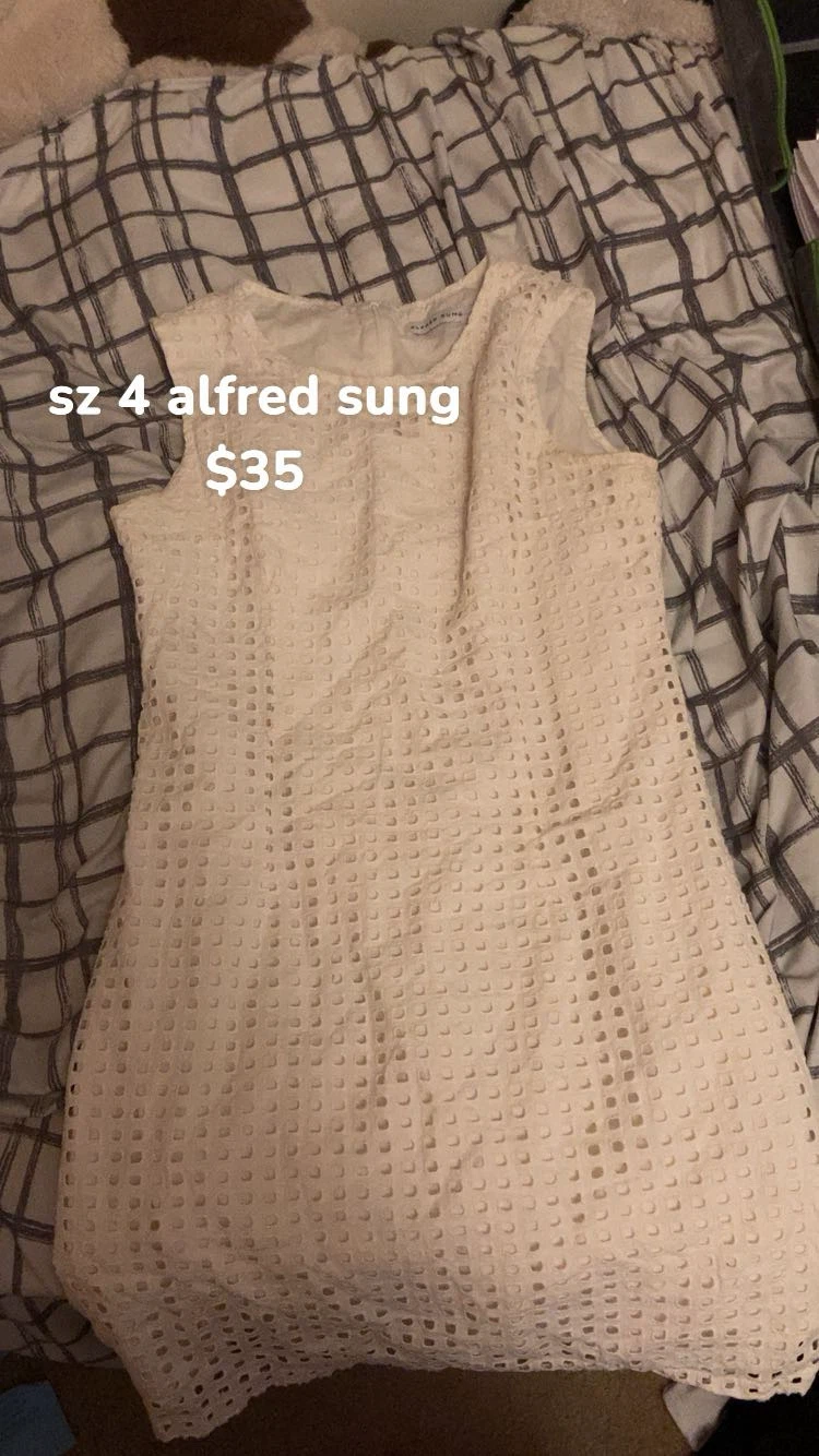 Alfred Sung White Eyelet Dress - Size 4