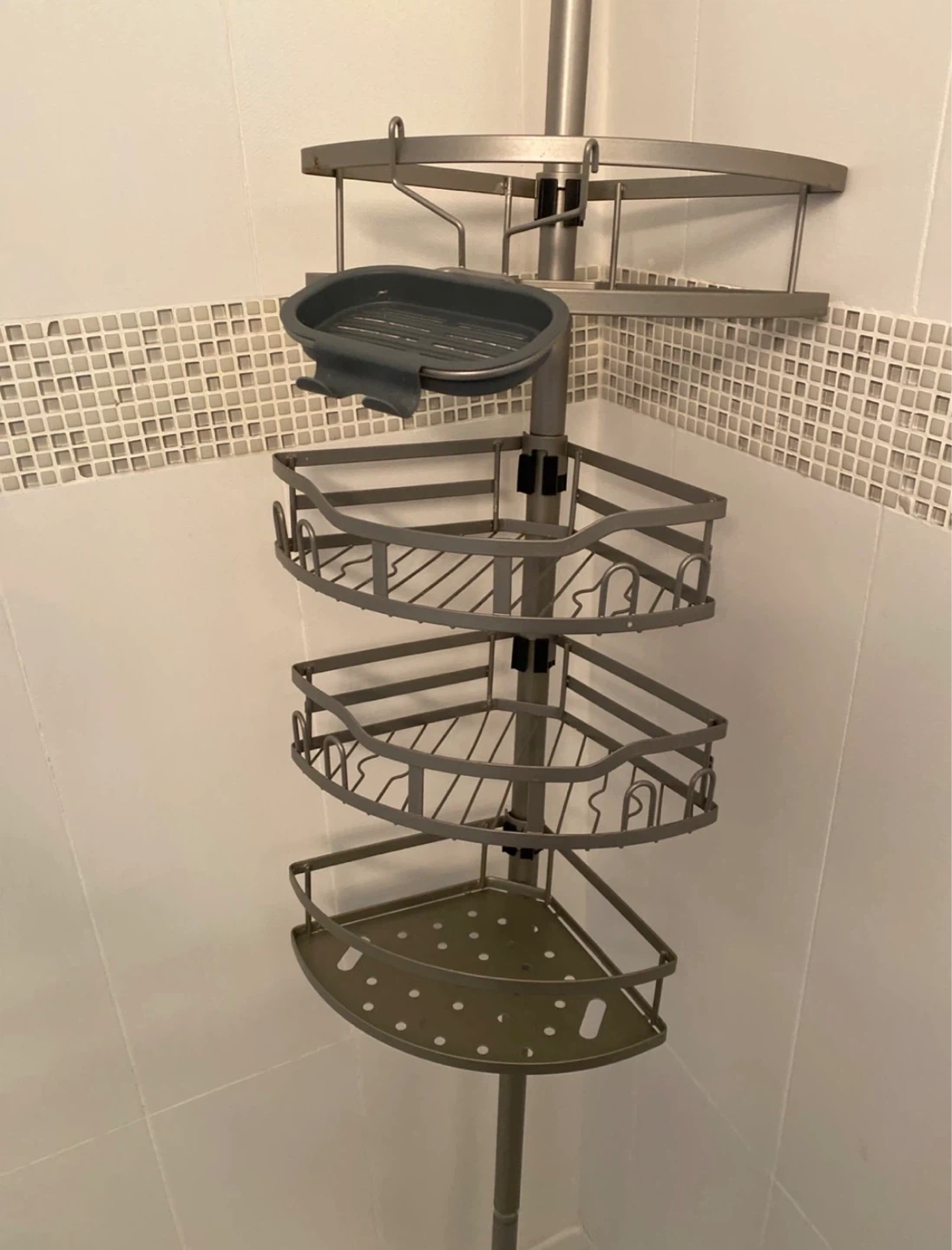 Tension Pole Corner Shower Caddy with 4 Shelves