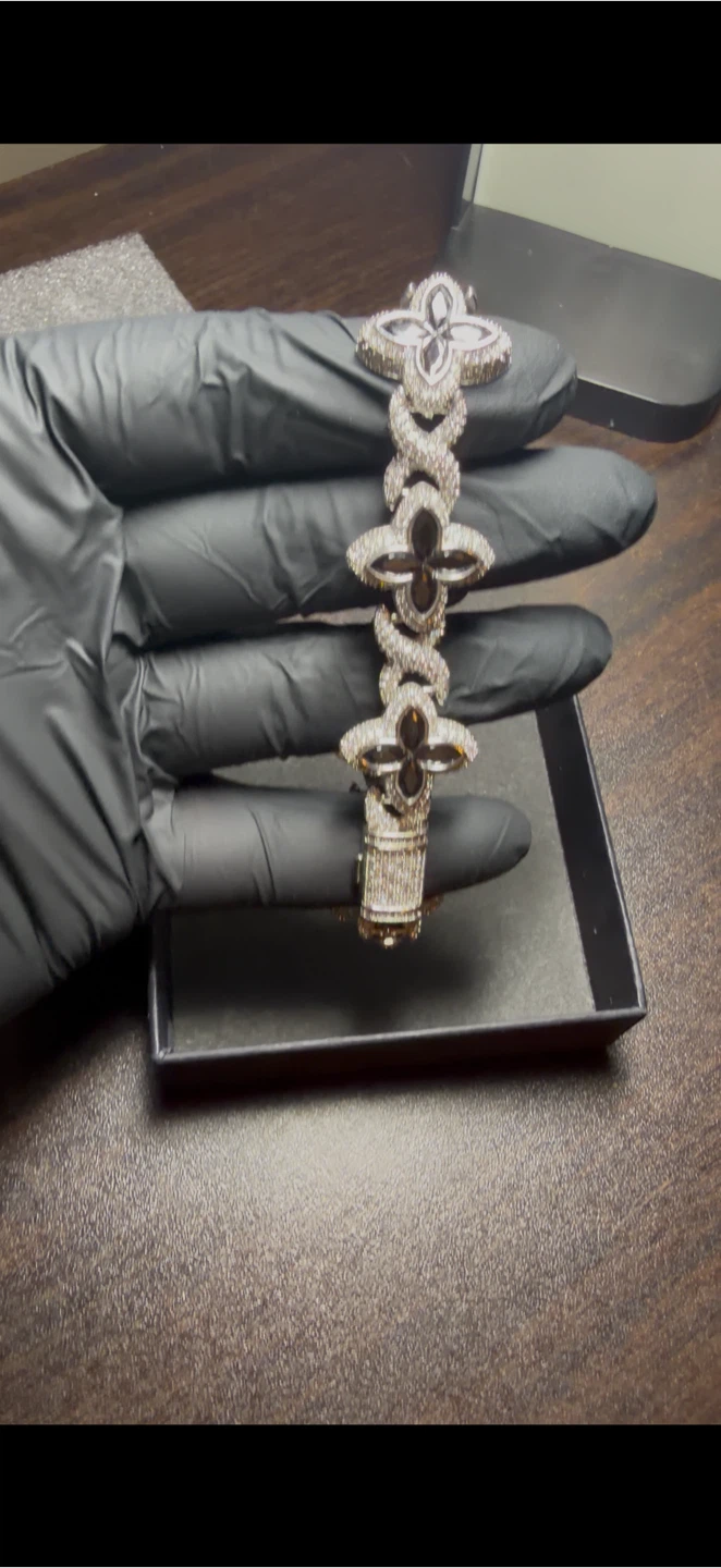 Diamond Clover Link Bracelet Size 8 - photo 4