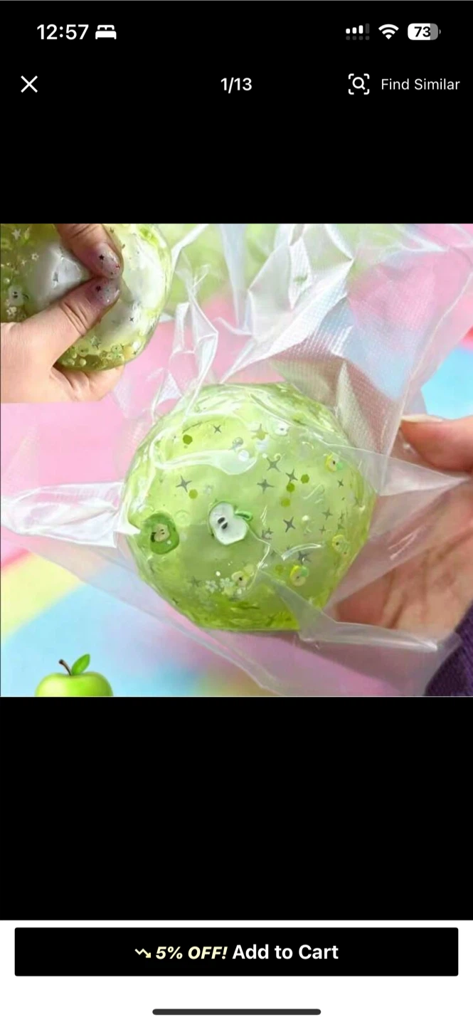Green Apple crunchy squishy Slime with Charms