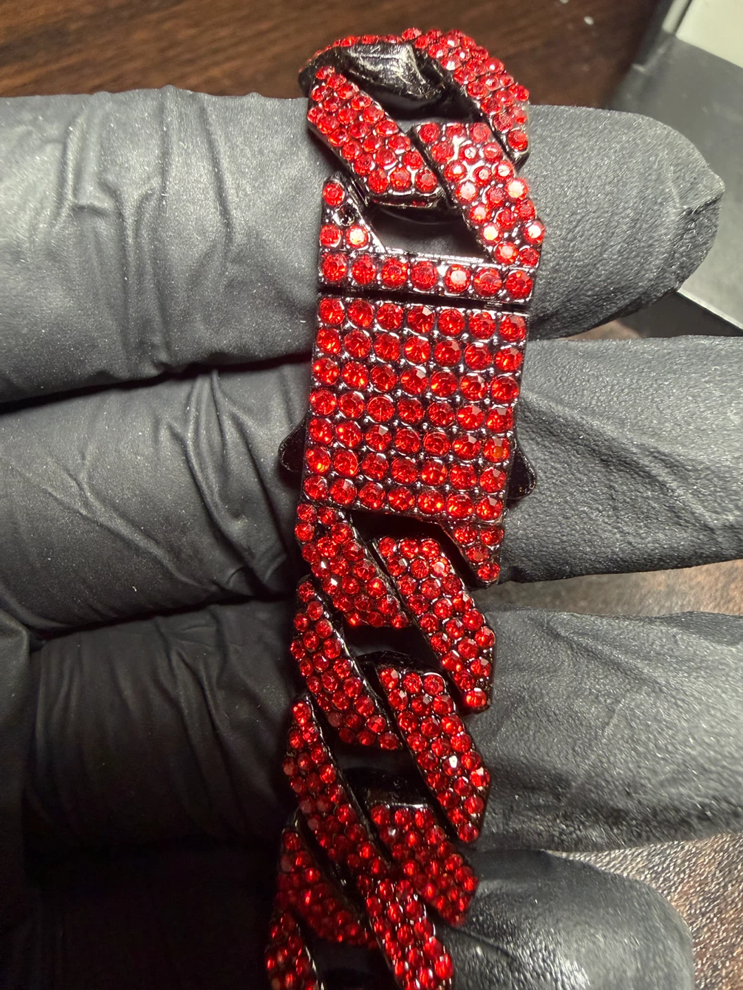 Red Cuban Link 30” Chain with Rhinestones - photo 2