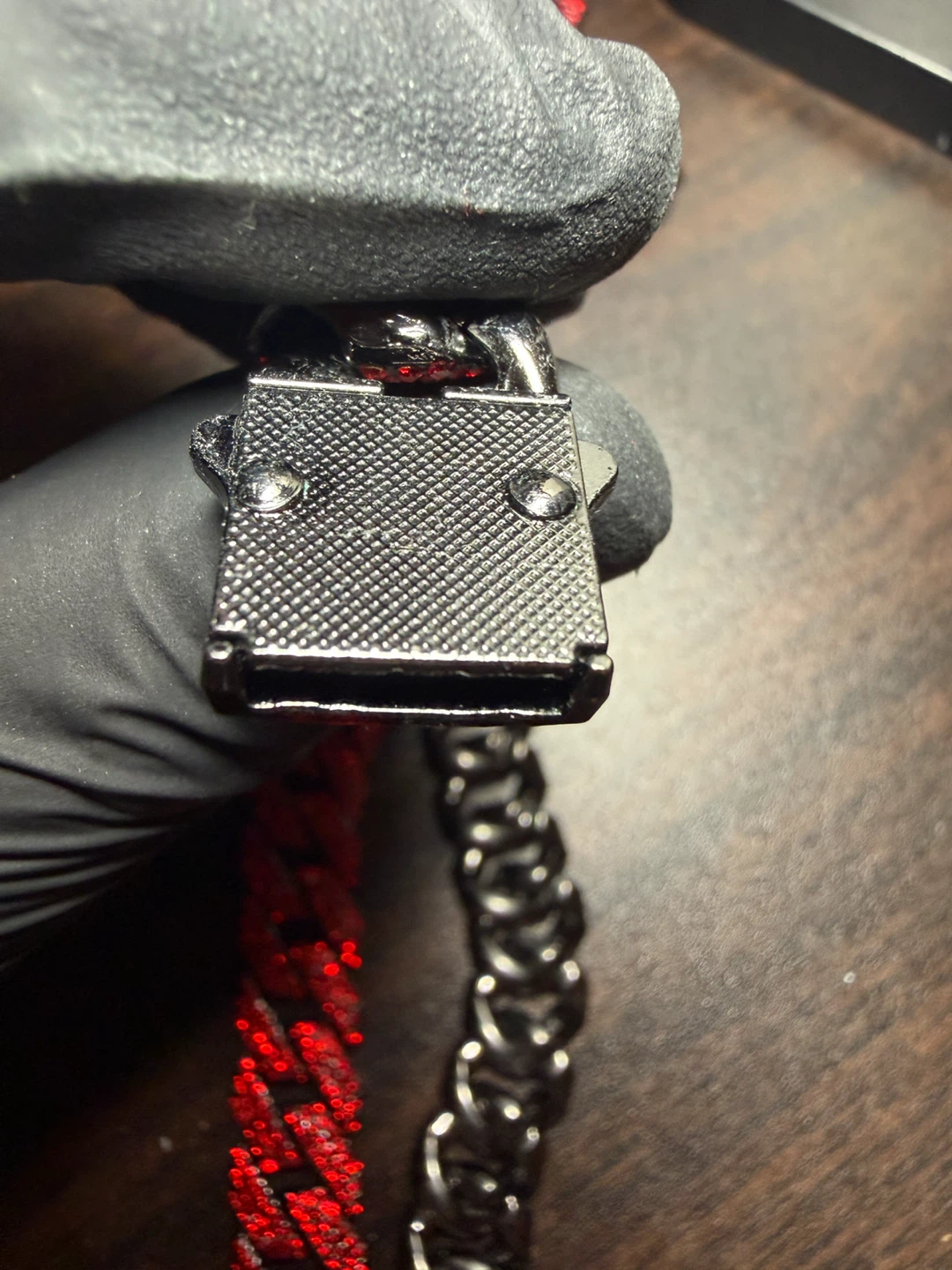Red Cuban Link 30” Chain with Rhinestones - photo 3