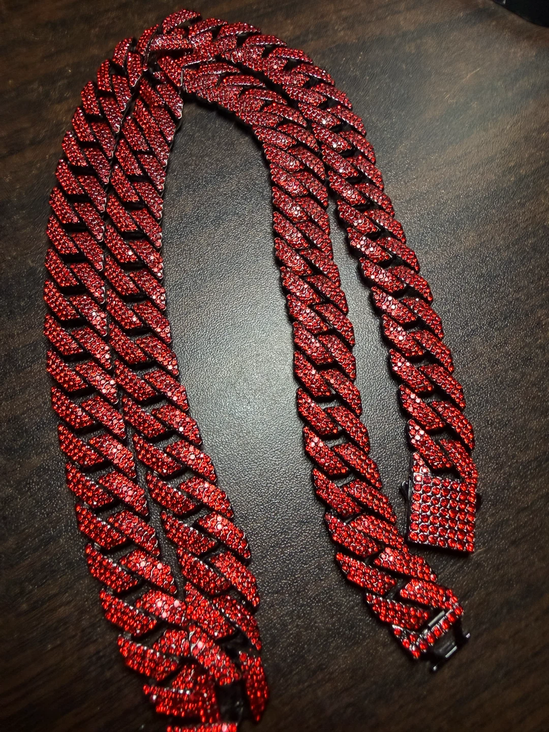 Red Cuban Link 30” Chain with Rhinestones - photo 4