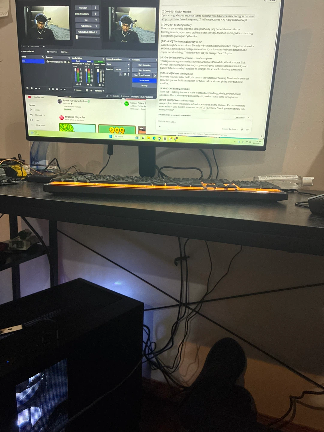 Black Wooden Desk with Metal Frame