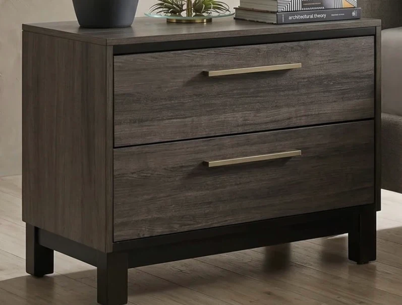 Queen size modern grey wood grain bed frame - photo 4
