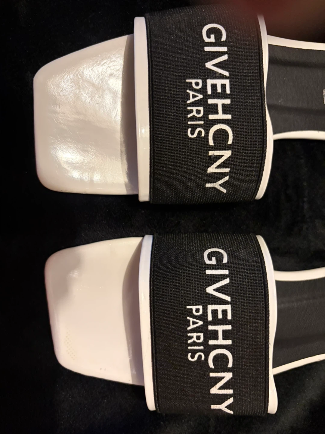 Paris White Square Toe Slides - Size 38