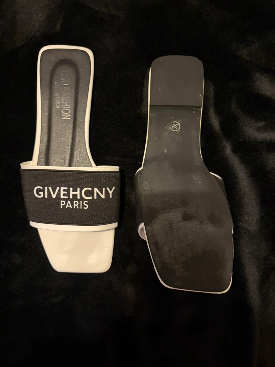 Paris White Square Toe Slides - Size 38 - photo 3