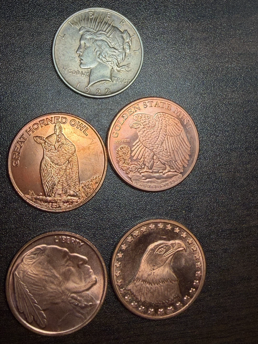 Collection of 5 Bullion Round Medals