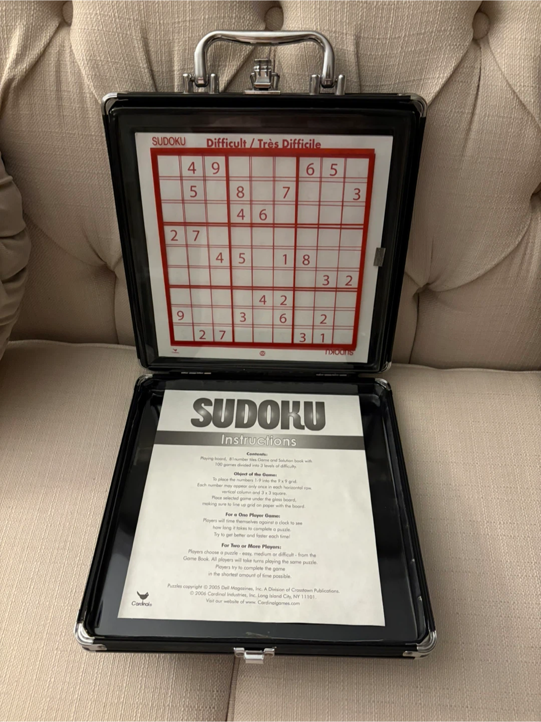 Brand New Sudoku Game  Set - hard cover case , glass board