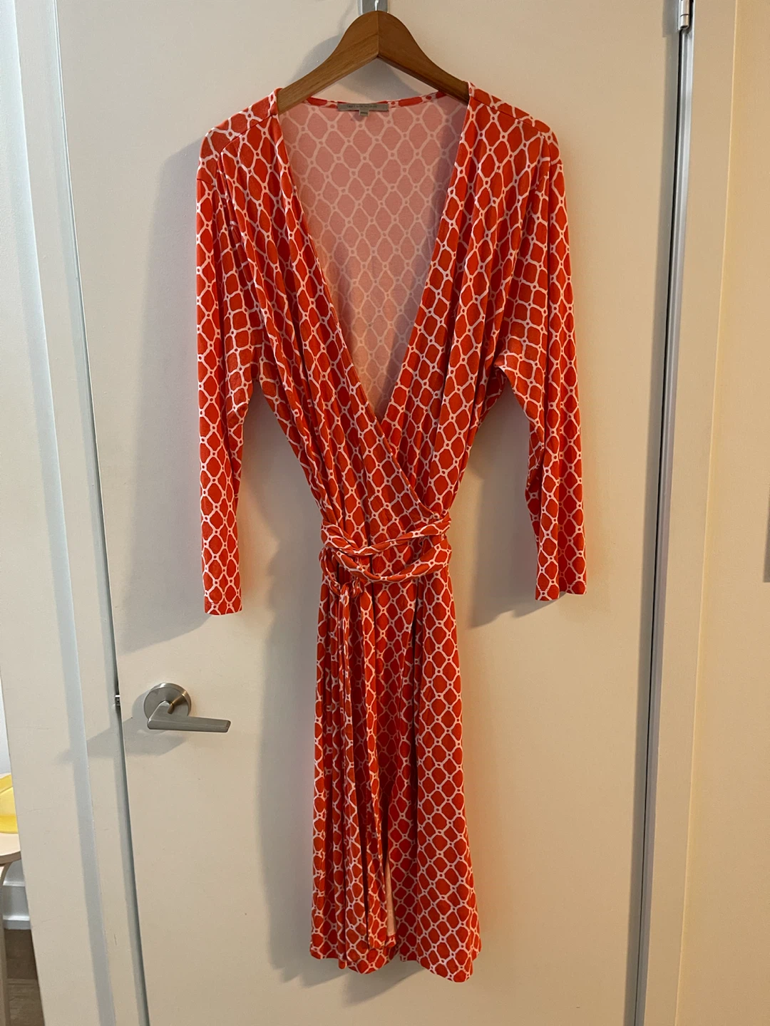 Gap Orange & White Patterned Wrap Dress