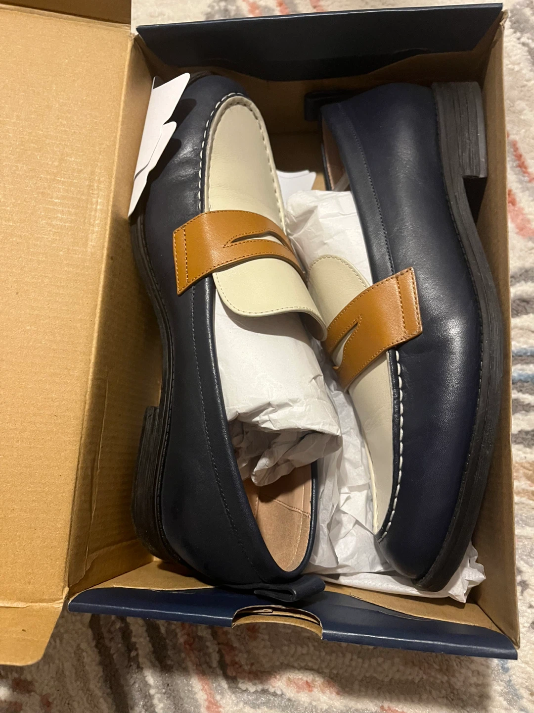 Cole Haan Stassi Penny Loafer Navy/Ivory/Pecan LTR Size 9B - photo 4