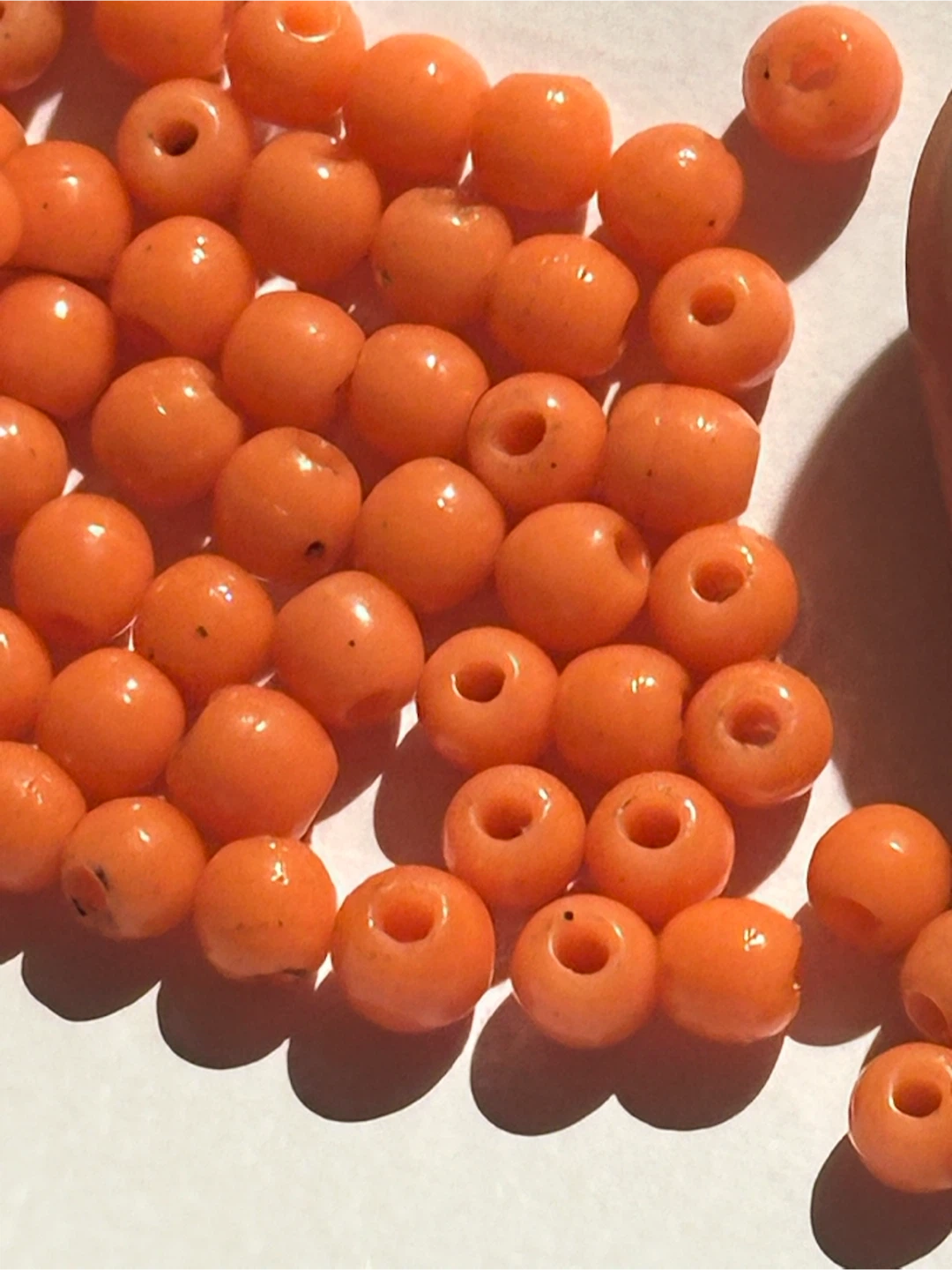 103pc Genuine Vintage Italian Orange Coral Round Loose Beads - photo 3