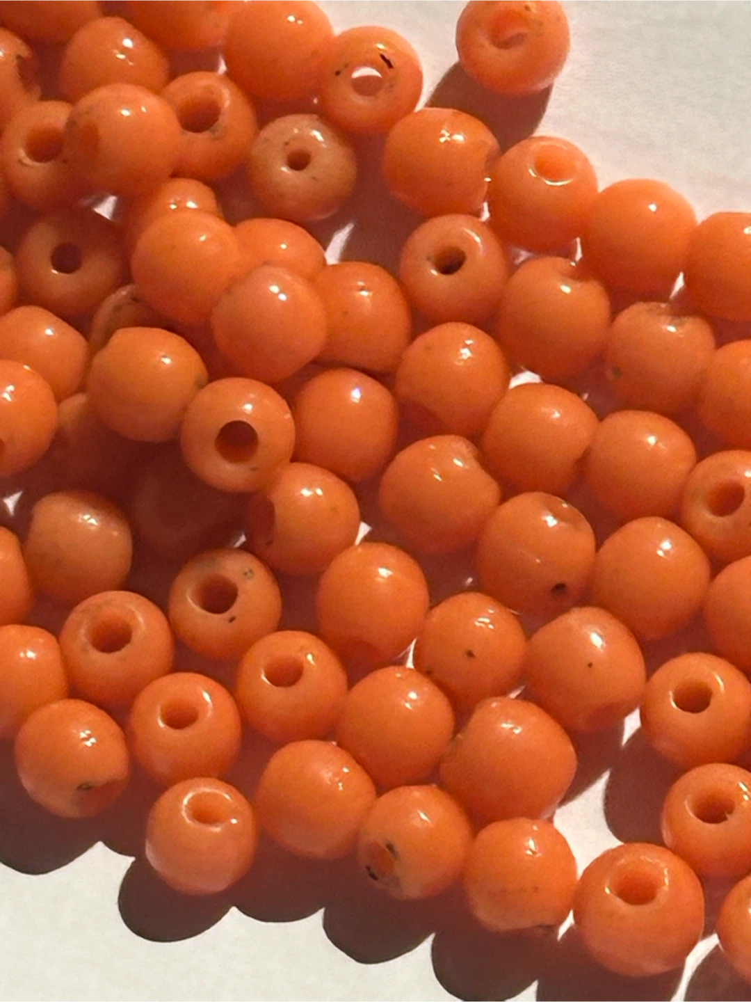 103pc Genuine Vintage Italian Orange Coral Round Loose Beads - photo 4