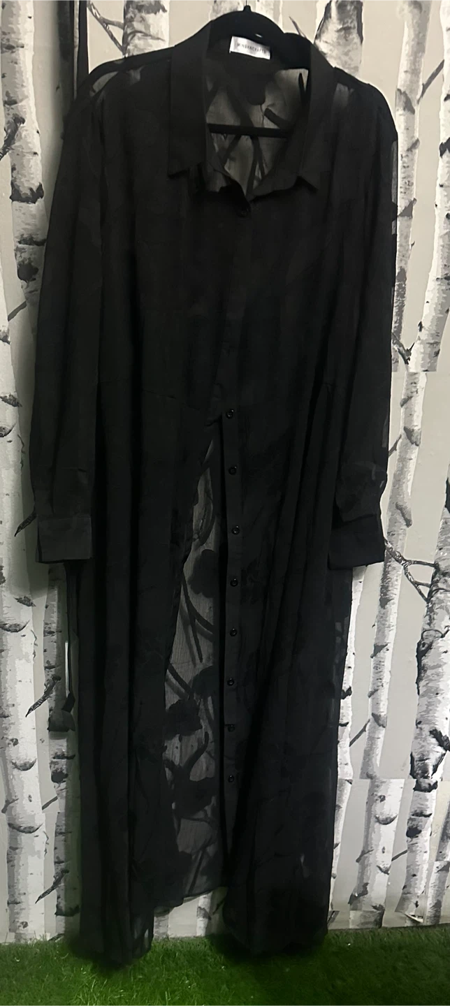 Black Sheer Button-Up Maxi Dress - photo 2