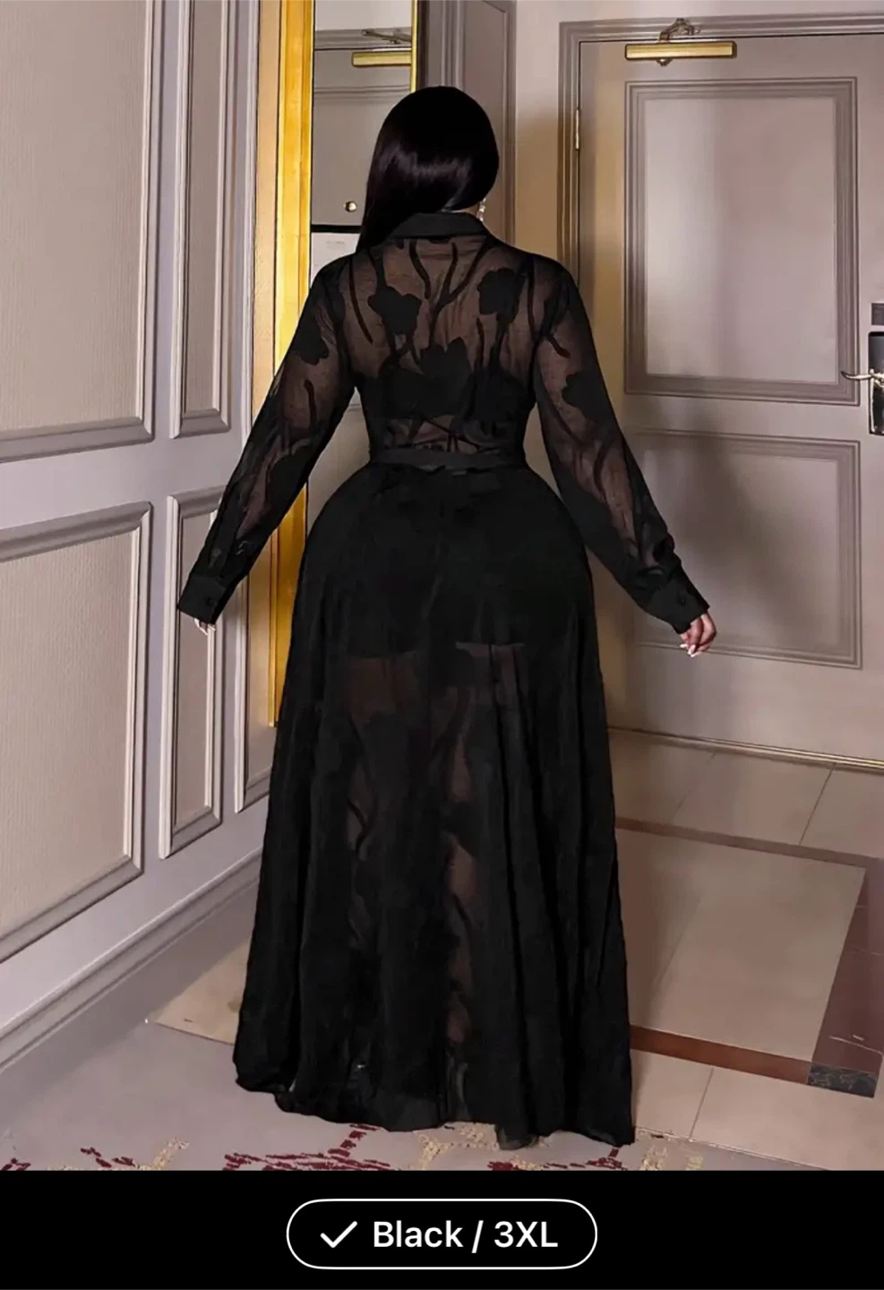 Black Sheer Button-Up Maxi Dress - photo 3