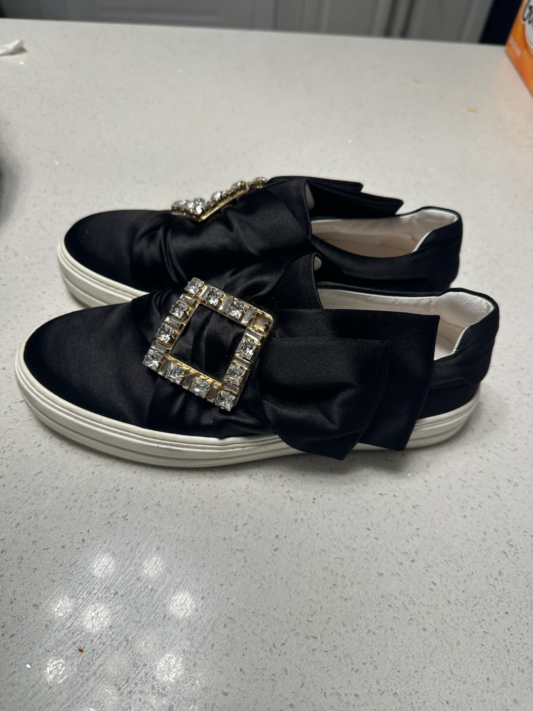 Roger Vivier Black Satin Bow Sneakers - photo 5