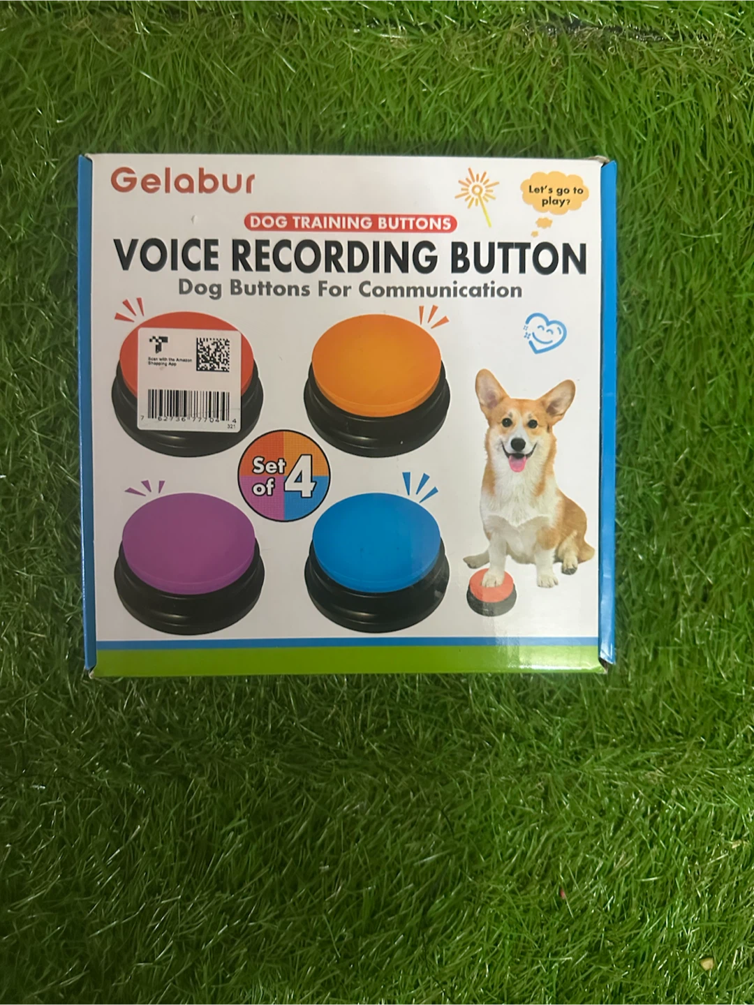 Gelabur Dog Training Voice Recording Buttons Set of 4