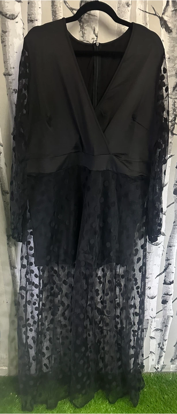 Black Polka Dot Mesh Maxi Dress - photo 3