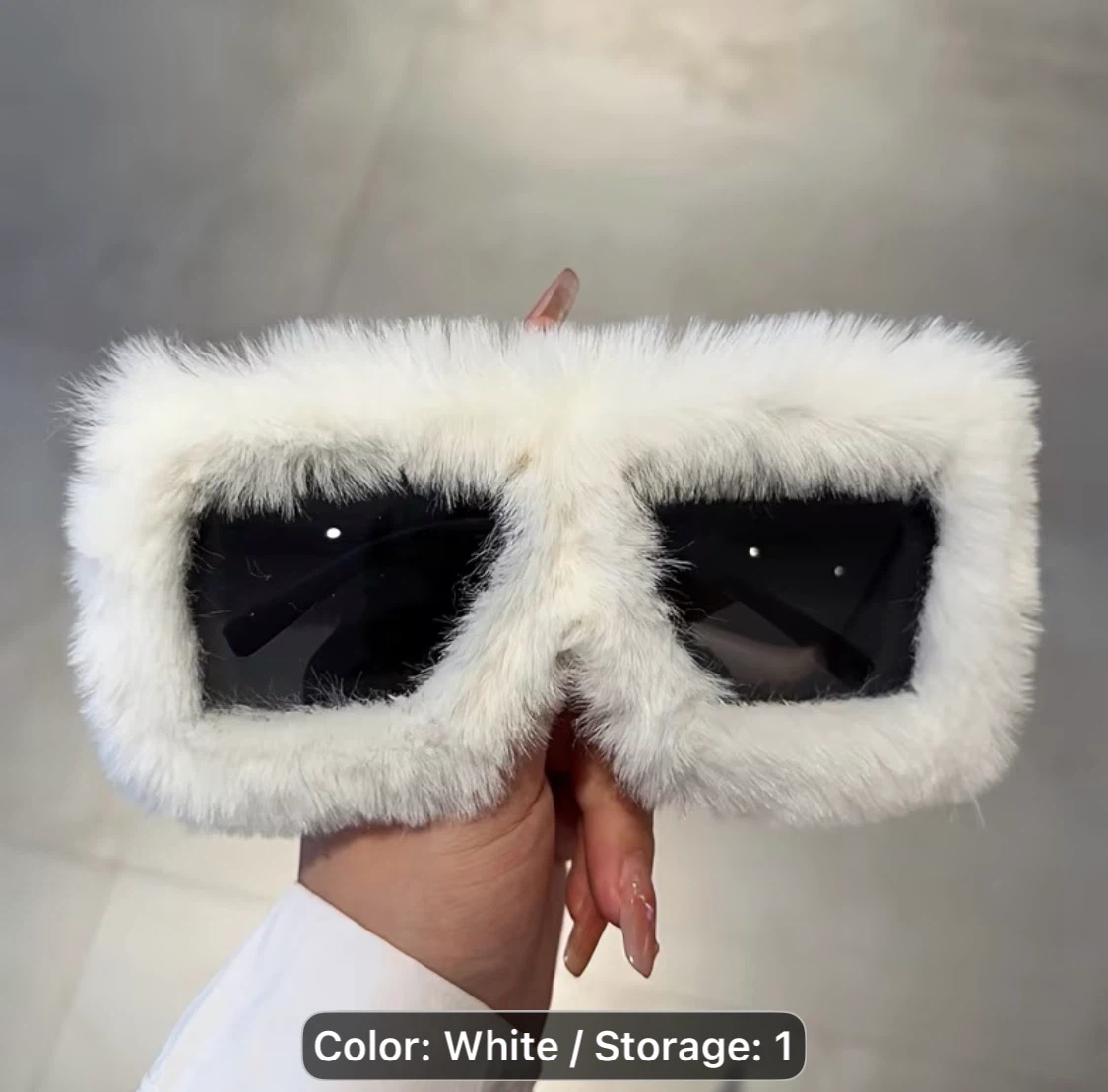 White Faux Fur Trim Sunglasses