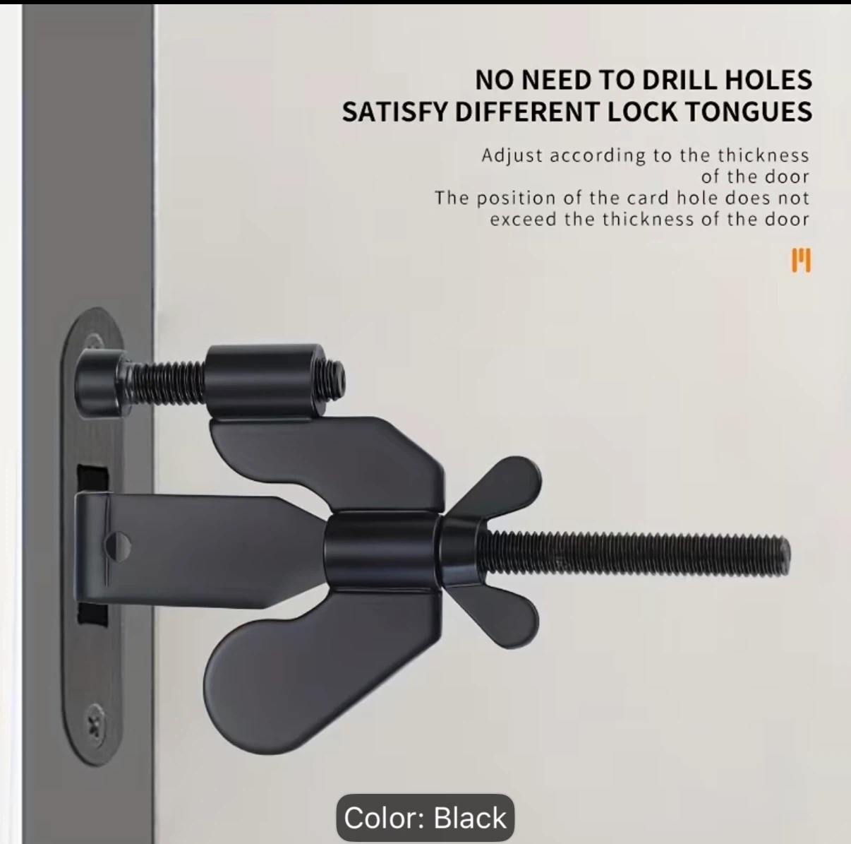 Black Adjustable Door Lock Tongue Adapter