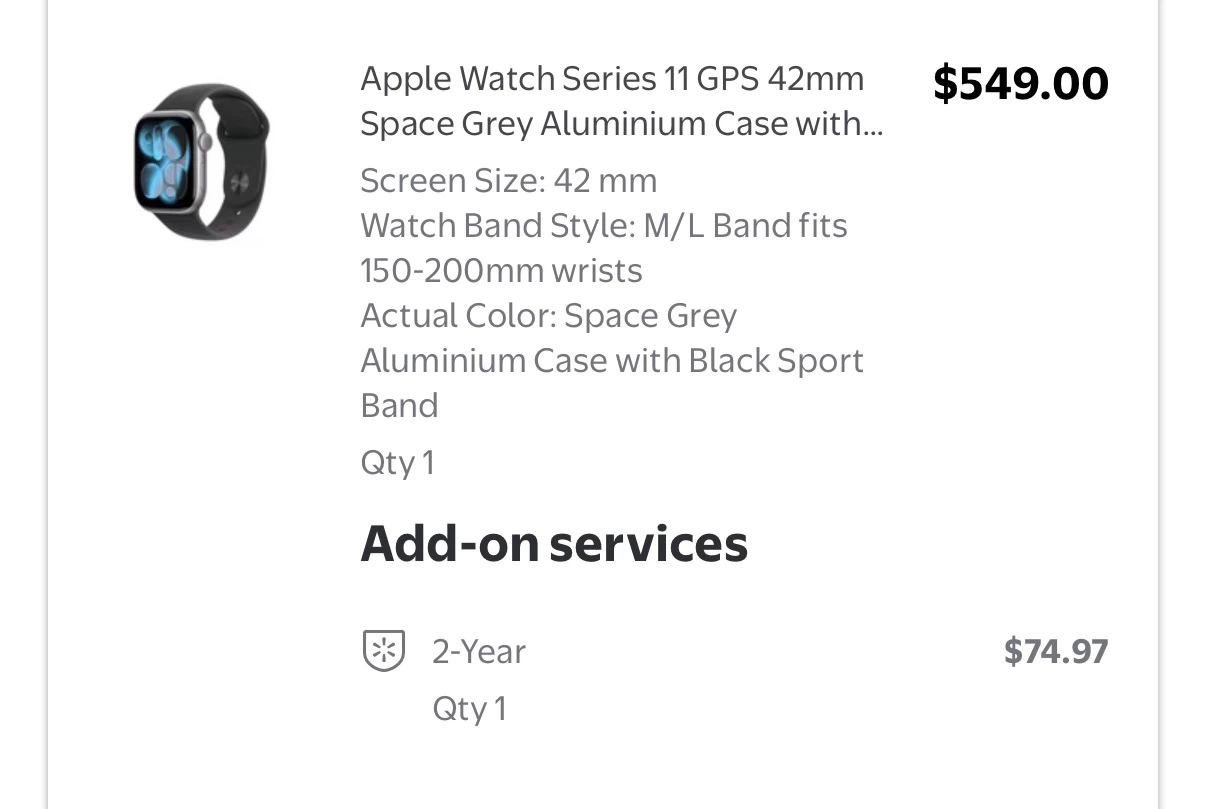 Apple Watch Series 11 GPS 42mm Space Grey Aluminium Case